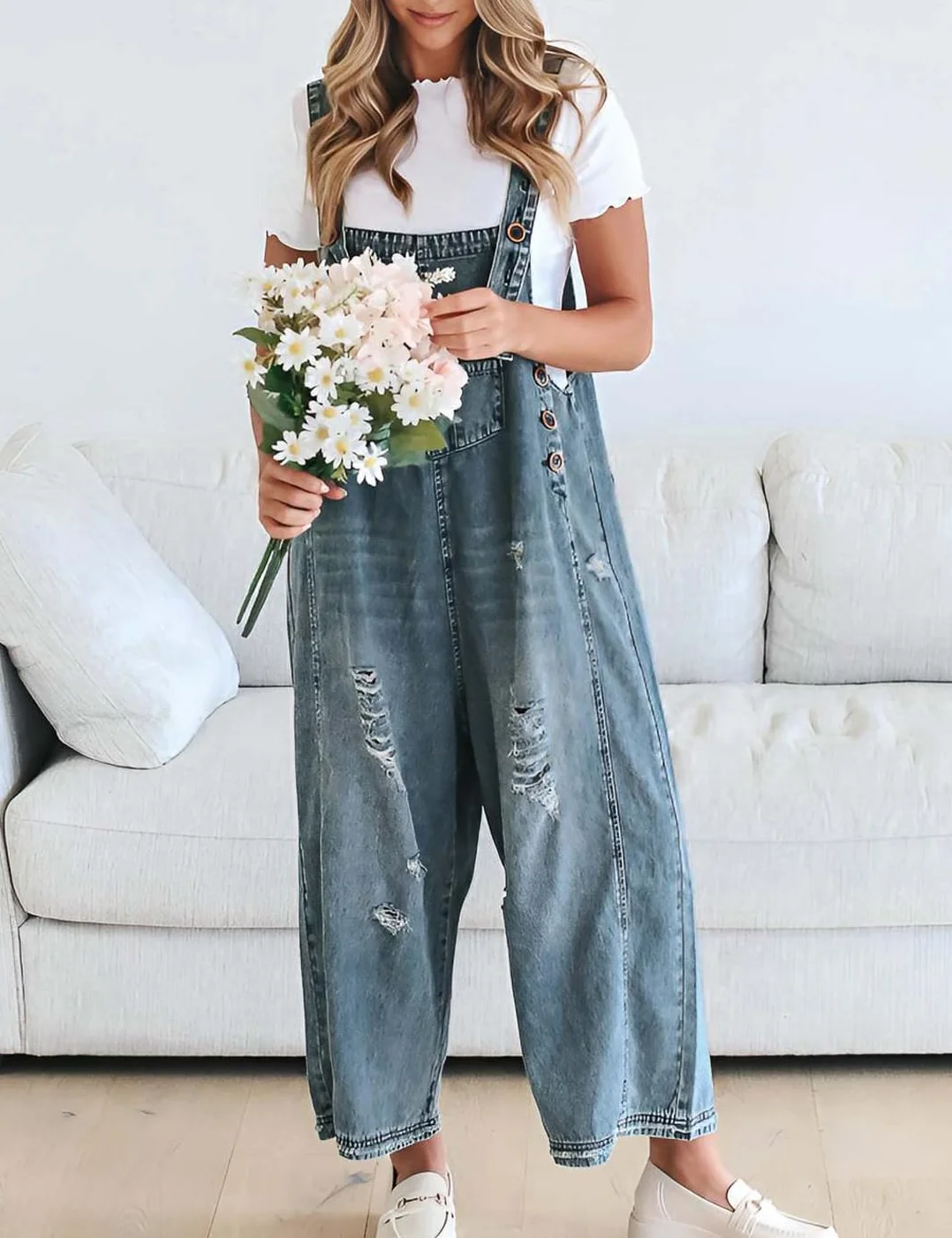 Damskie spodnie ogrodniczki w stylu vintage, denim, luźne, rozproszone, regulowane, baggy harem, kombinezon, spodnie