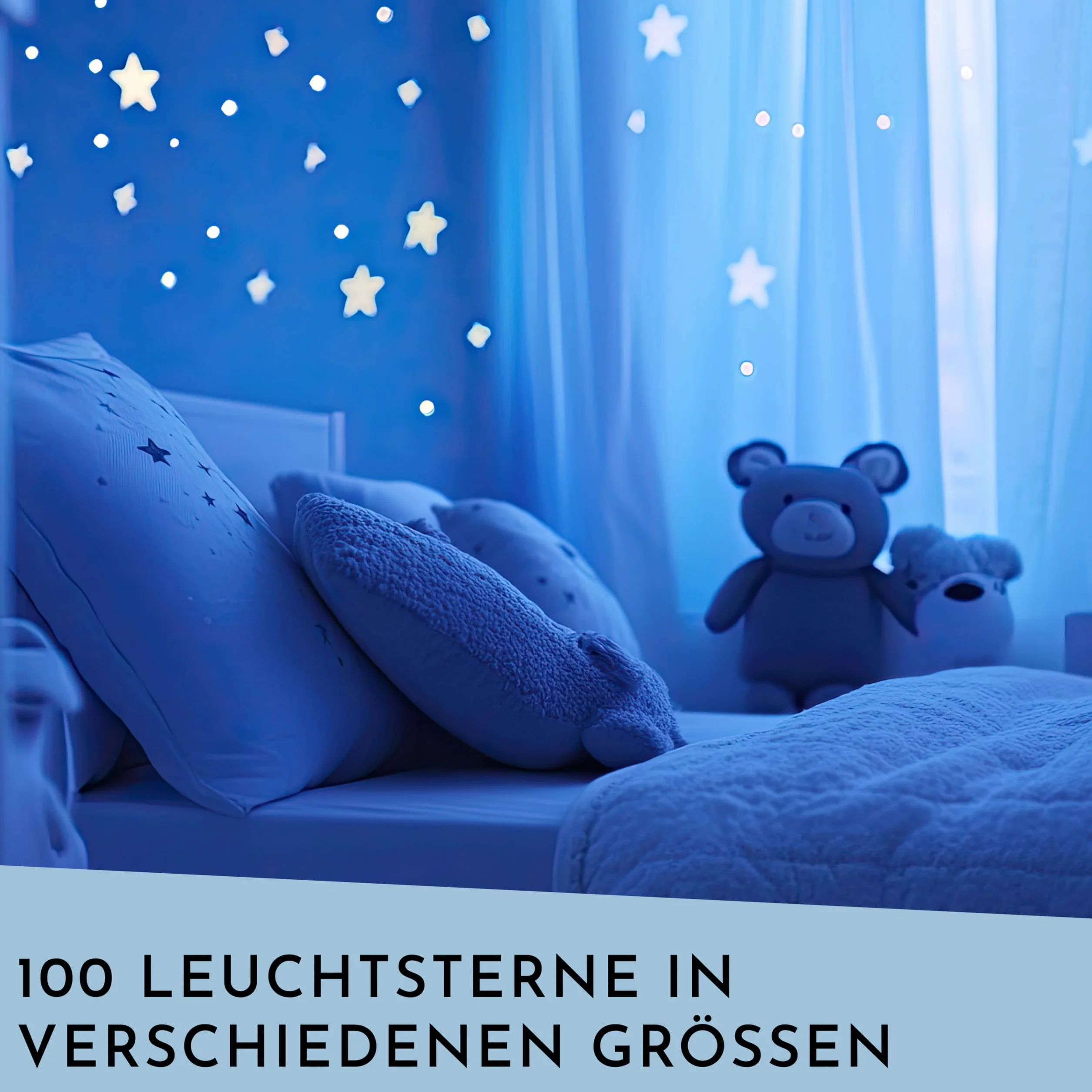 Nordstern Świecące gwiazdy, zestaw 100 sztuk, świecące, gwiaździste niebo, dekoracja do pokoju dziecięcego i pokoju niemowlęcego, świecące, samoprzylepne naklejki na ścianę, gwiazdki dla dzieci