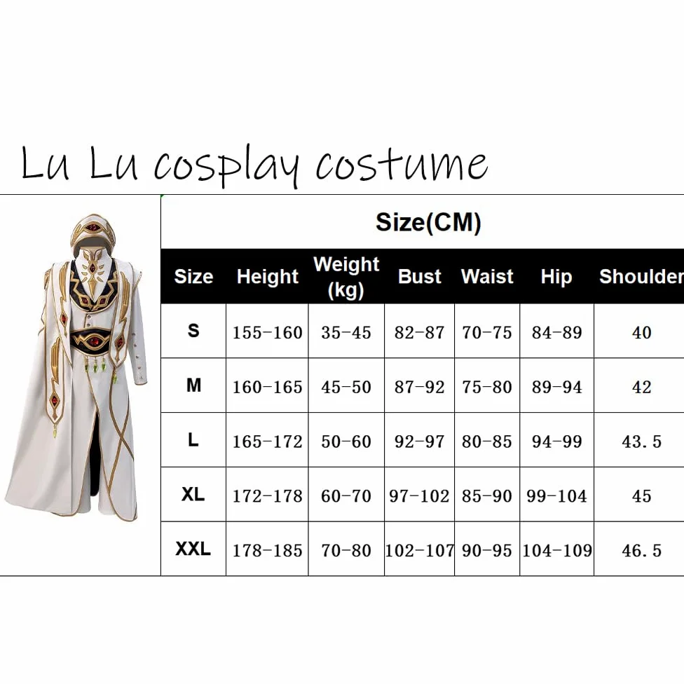 Zhongkaihua Lelouch kostium anime, cosplay, mundur, garnitury, pełne zestawy dla mężczyzn, komiksowe, do odgrywania ról, na karnawał, Halloween, przebranie