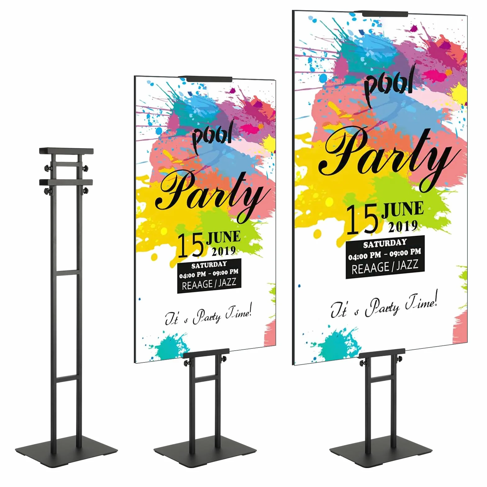 VEVOR Uchwyt na plakat 10-190,5 mm, regulowana wysokość, dwustronny, aluminiowy panel wyświetlacza ze stabilną metalową podstawą, do menu informacji, ślub, restauracja, muzeum, sklep
