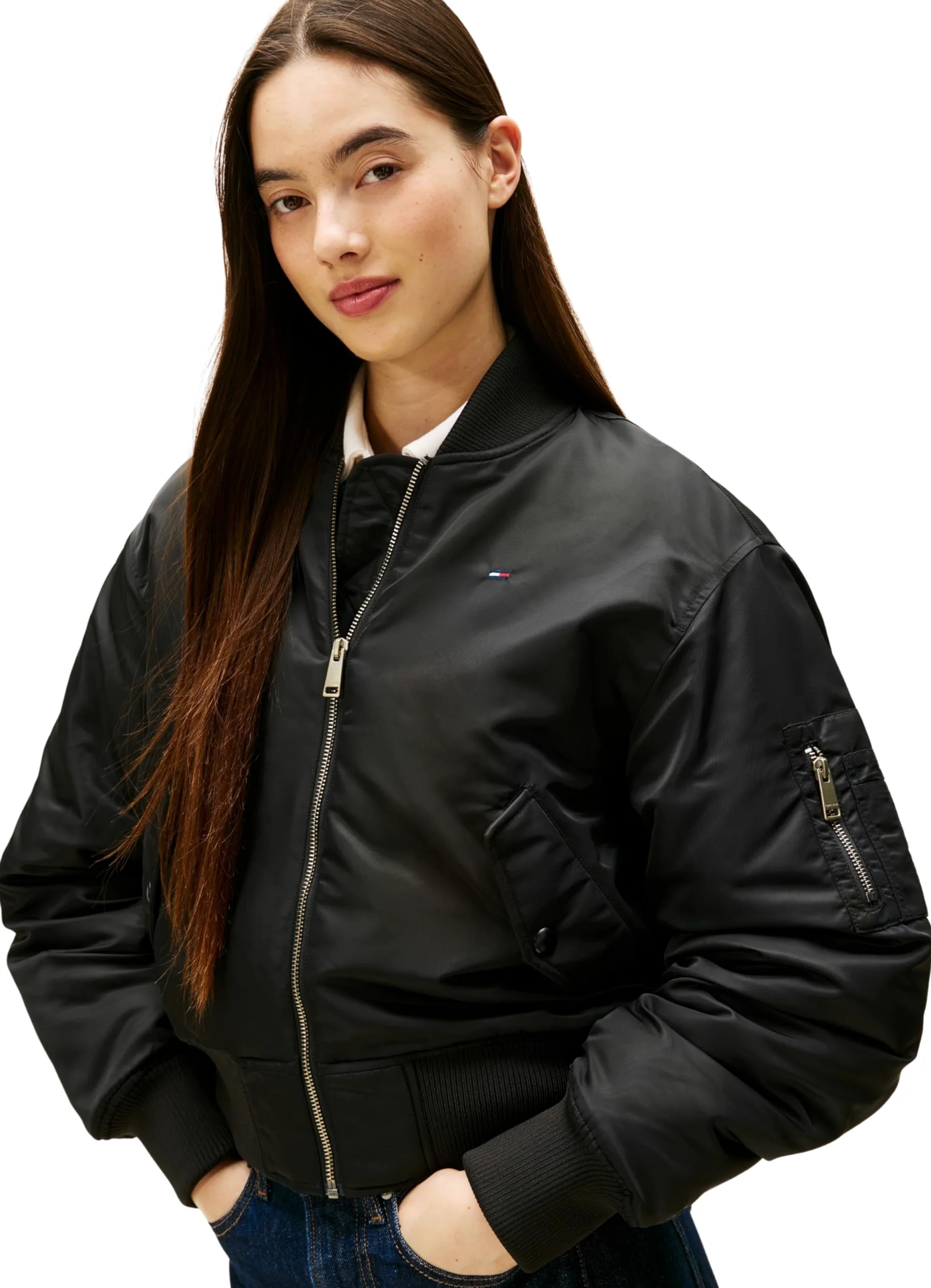 Tommy Jeans Damska kurtka bomberka TJW ESSENTIAL BOMBER DW0DW22046, czarna (czarny), S, czarny (czarny), S