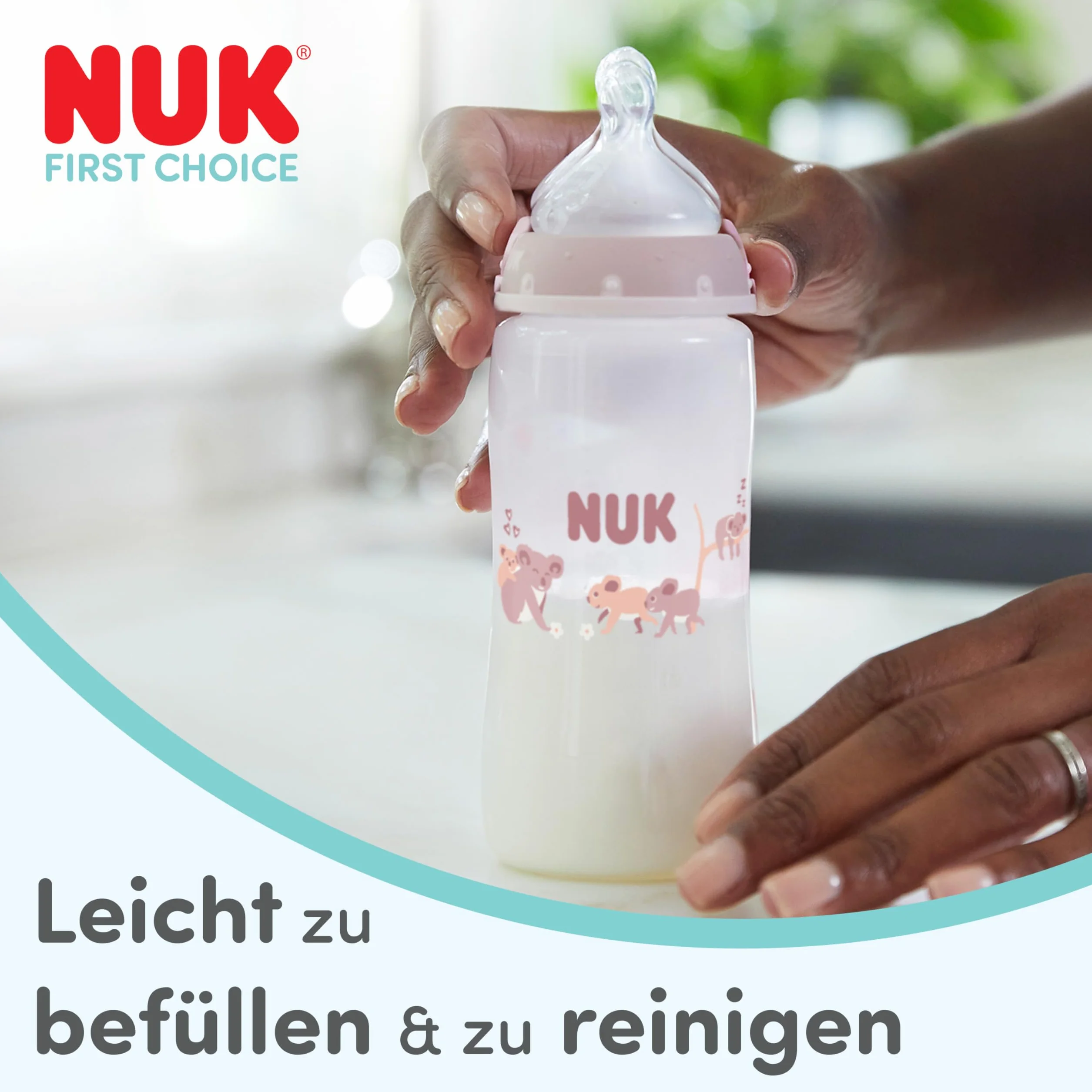 NUK First Choice Butelka dla niemowląt | 3+ miesiące | 240 ml | Butelka przeciwkolkowa | Szkło | Wskaźnik kontroli temperatury | Konik morski | 1 sztuka