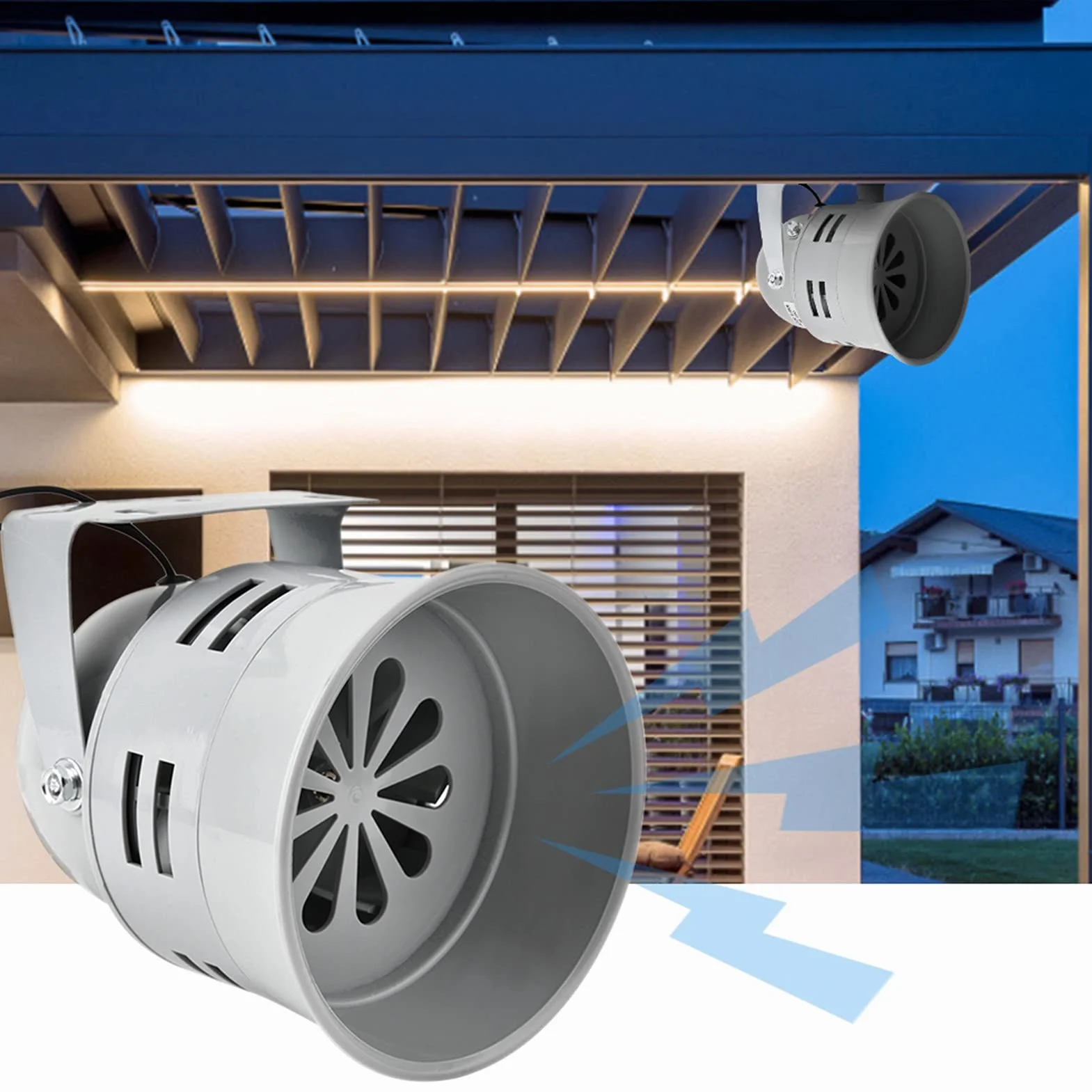 120DB Elektromotor angetriebene Sirene, Mini-Industrie-Elektromotor Hoher Dezibelschutz gegen Diebstahl Daueralarmhorn(AC220V)
