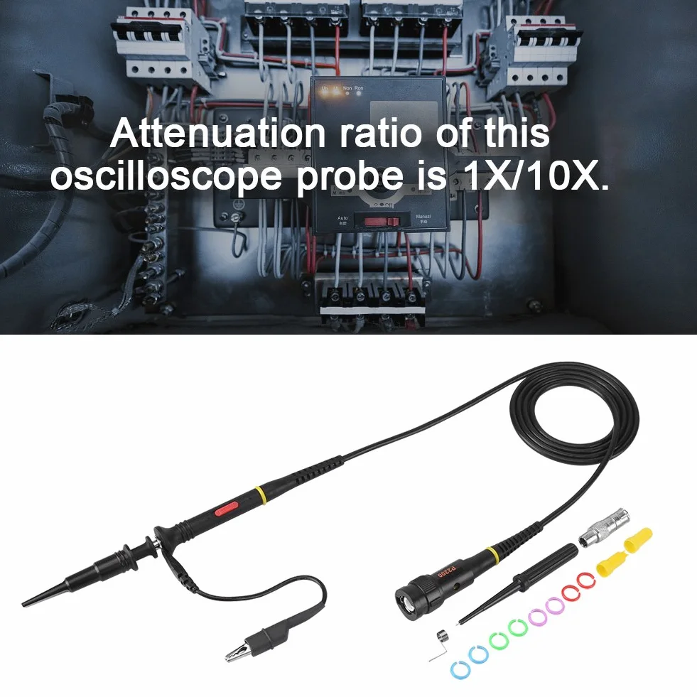 1 szt. P2200 uniwersalna wysoka precyzja 200 MHz sonda oscyloskopowa X10/X1 zestaw akcesoria PKCATI BNC klips sondy kabel, czarny