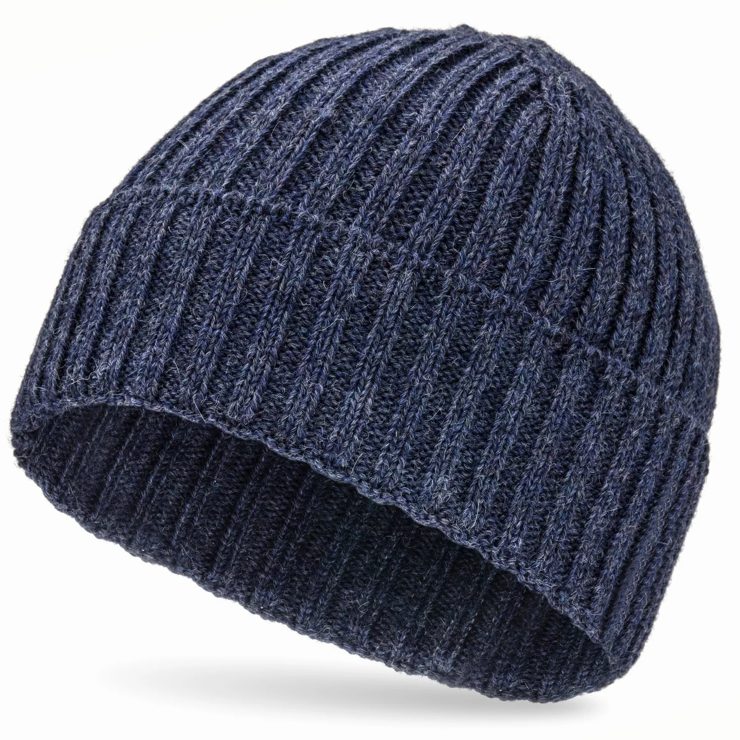 HANSA-FARM miękka damska i męska czapka w 100% z wełny alpaki, w ponad 14 kolorach - wysokiej jakości zimowa czapka z dzianiny / czapka wełniana Beanie, Dunkelblau - HF236, jeden rozmiar