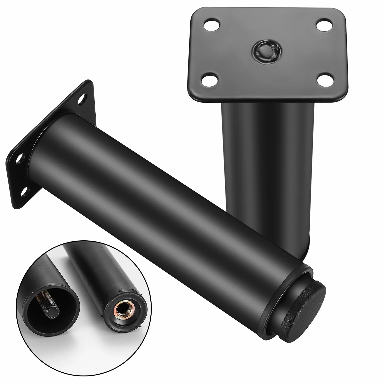 2 nóżki do regulowanych meblowych nóg, czarne, 15-25 cm