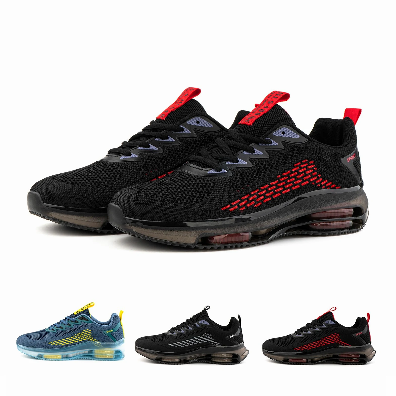 Hitmars Sneakersy męskie do biegania, buty sportowe, oddychające, lekkie buty do chodzenia, do aktywności na świeżym powietrzu, buty do biegania, sportowe, sneakersy, czarne, niebieskie, rozmiar 39-48