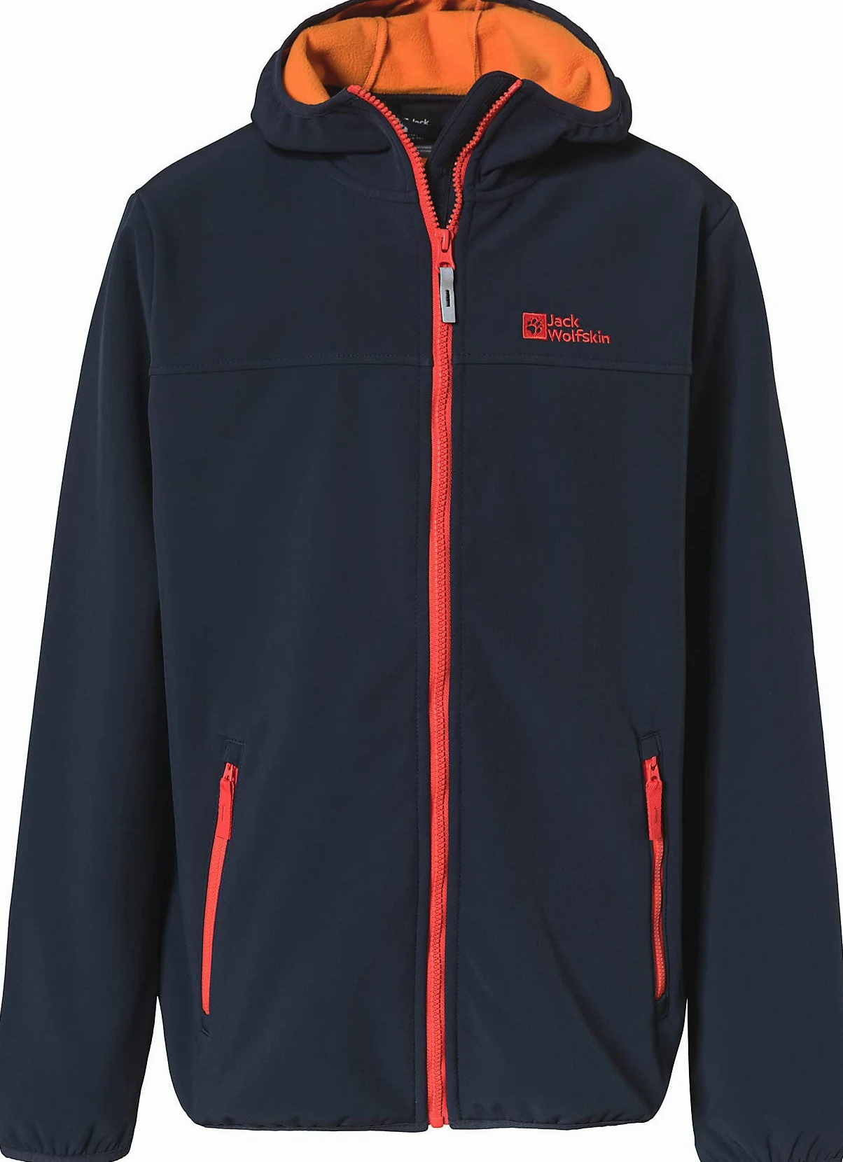 Jack Wolfskin Chłopięca kurtka Fourwinds, Night Blue/pomarańczowa, 164