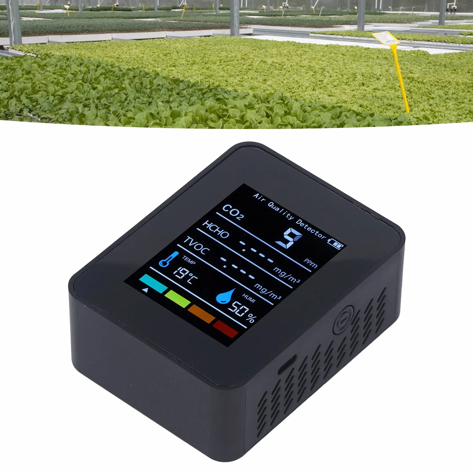 Temperatura Wilgotność Miernik Jakości Powietrza, CO2 Detektor Dwutlenku Węgla Wyświetlacz LCD TVOC HCHO Temperatura Wilgotność Jakość Powietrza, Mierniki Jakości Powietrza w