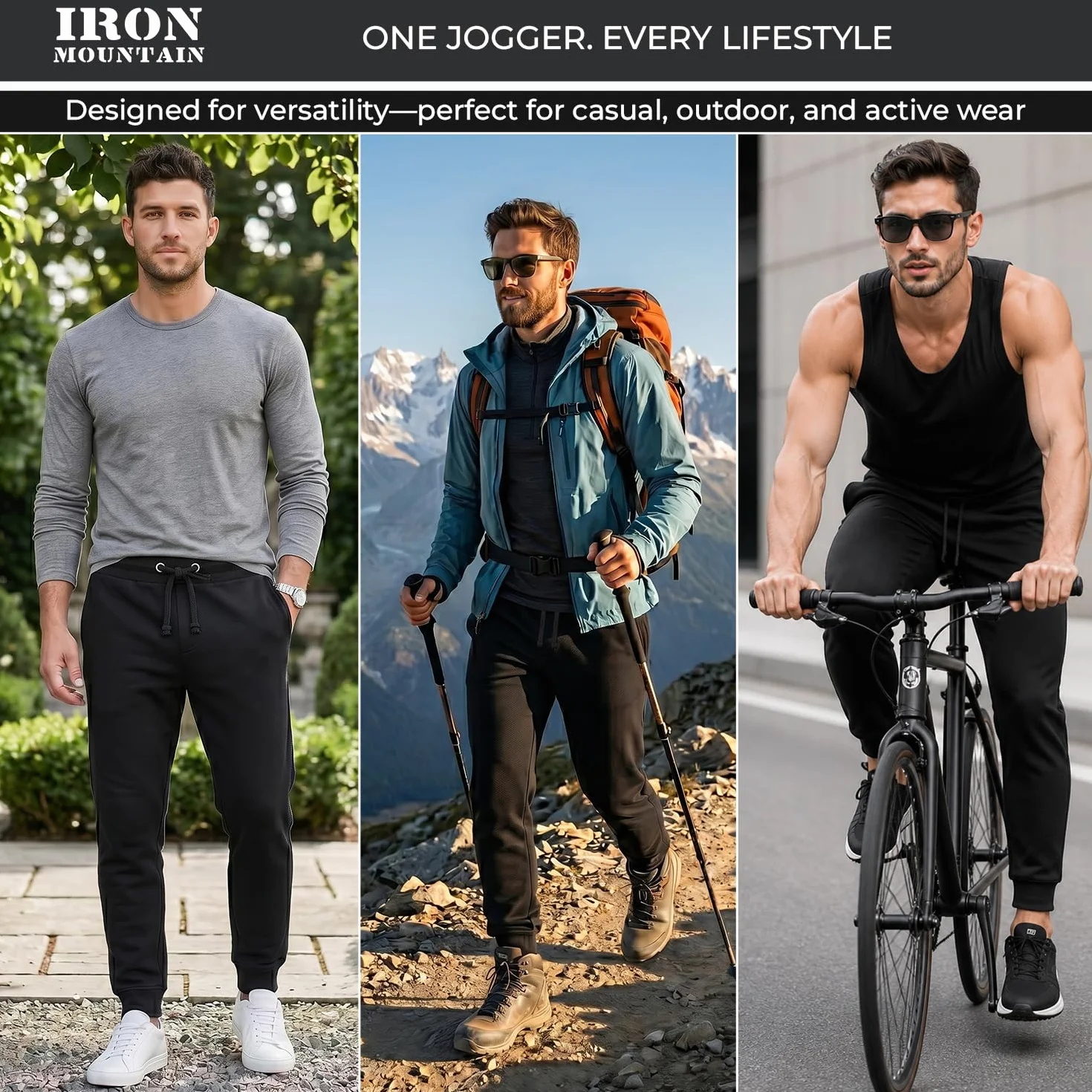 Iron Mountain Joggery Męskie Spodnie Dresowe z Przędzy z Odzysku Elastyczne