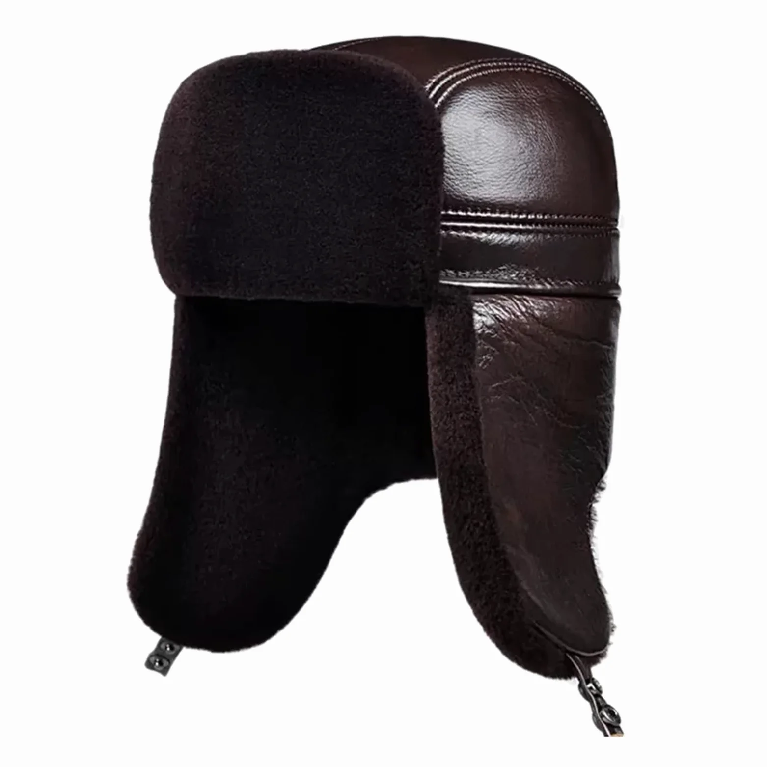 Czapka Zimowa Męska,Ciepła Czapka Z Nausznikami,Rosyjska Czapka Dla Taty,Dziadka,Gospodarstwa Domowego,Czarna-Xxl(Brązowy-Duży)