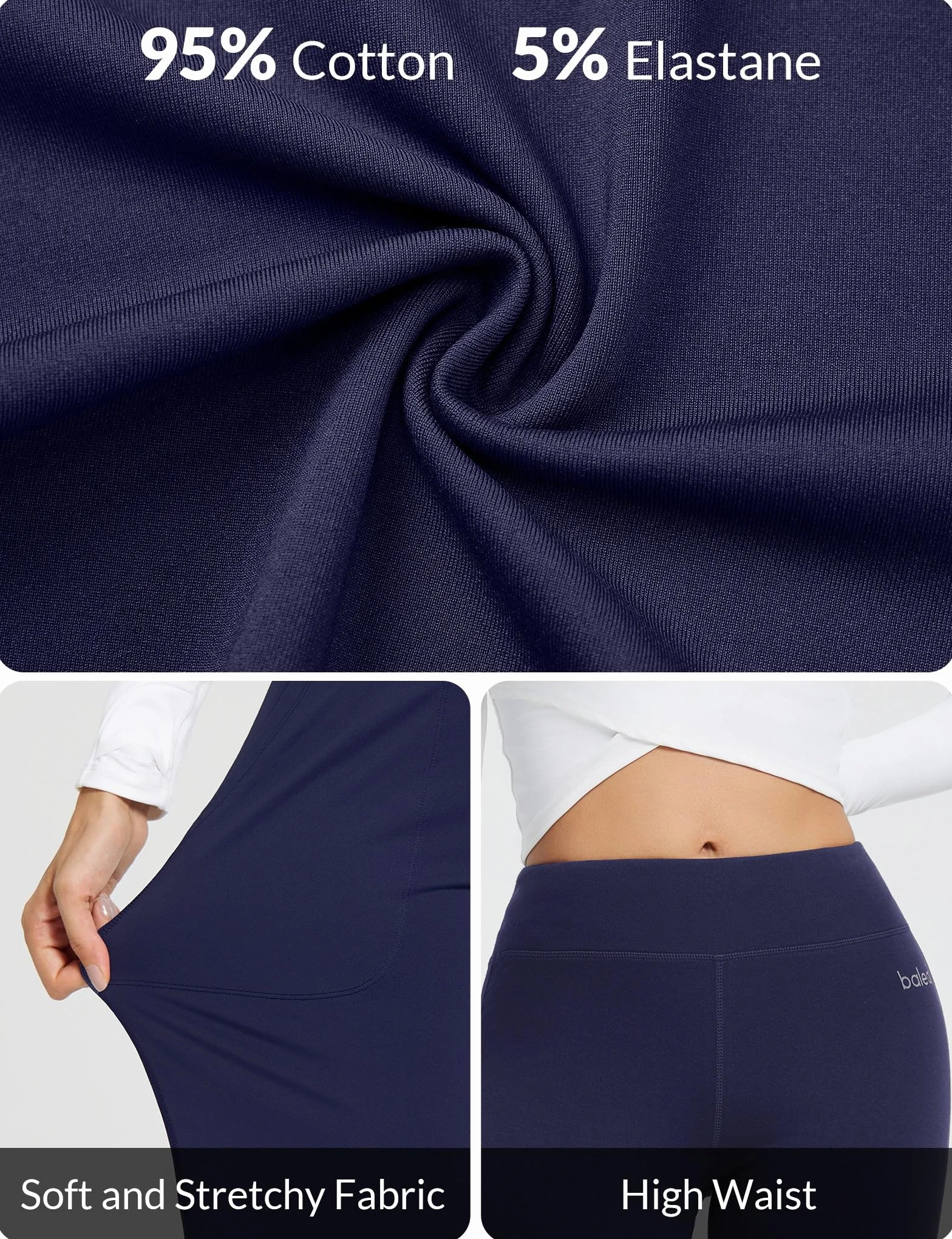 BALEAF Damskie spodnie do jogi Flare legginsy ciepłe spodnie fitness spodnie do joggingu bawełna kontrola brzucha spodnie robocze spodnie sportowe z kieszeniami
