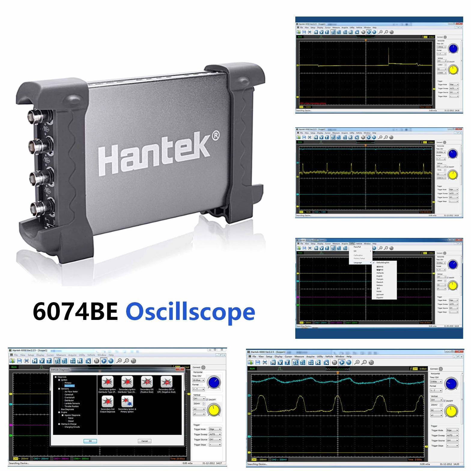 Hantek 6074BE Oscyloskop 4CH 70 MHZ funkcja pomiaru samochodowego