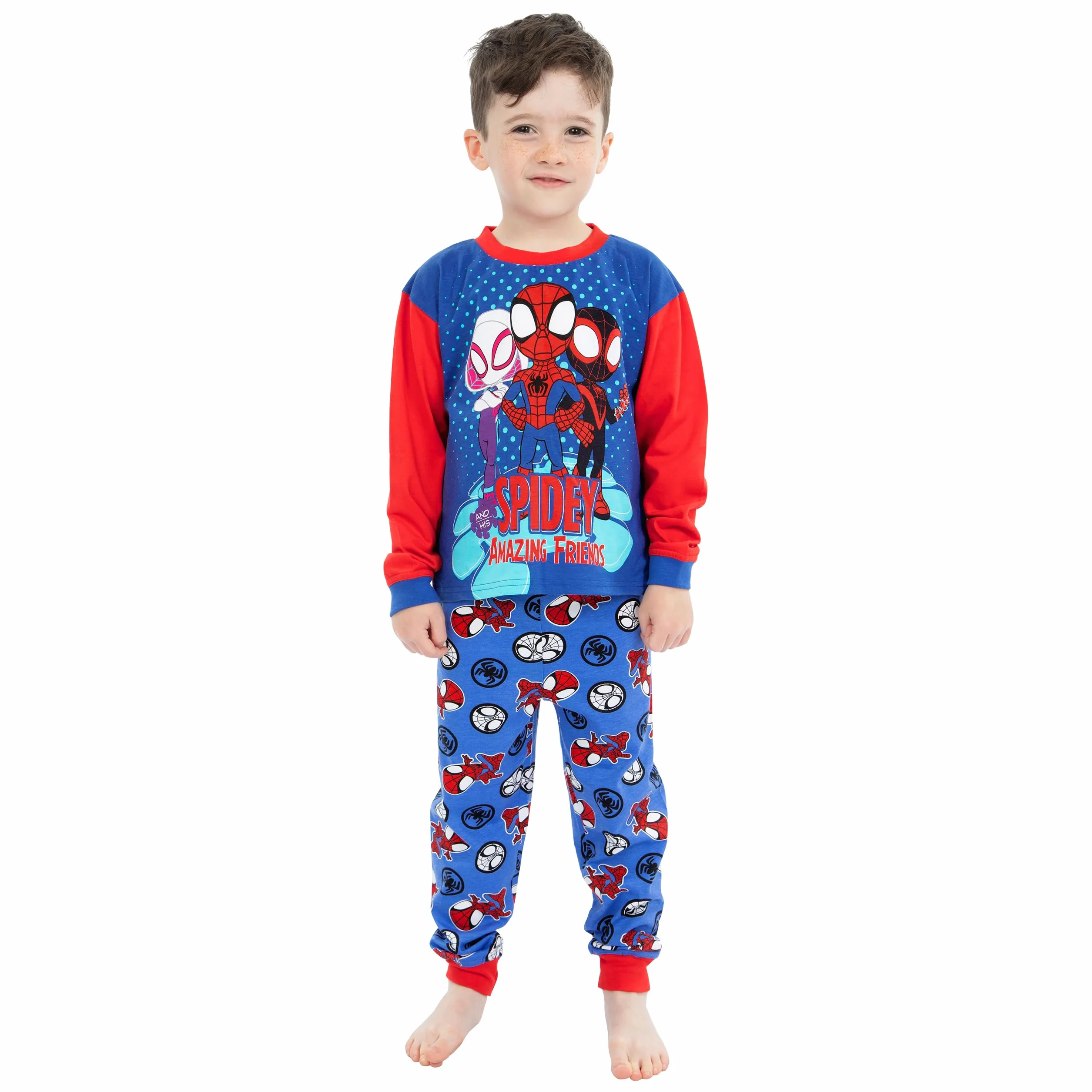 Marvel Chłopcy Piżama Spiderman Dziecięca Bielizna Nocna z Długimi Rękawami