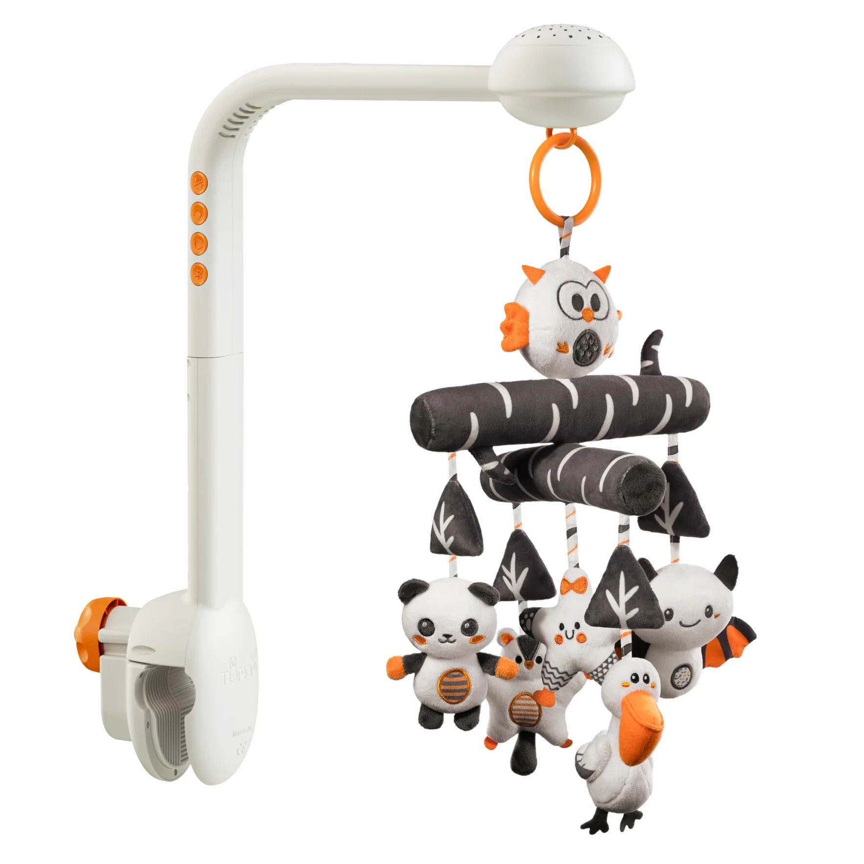 TUMAMA Baby Mobile łóżeczko dziecięce z muzyką, 3 w 1 mobilne dla dzieci do łóżka z światłem projekcyjnym, rotacja, muzyka zegar zabawki, obrotowe i wyjmowane uchwytowe akcesoria od 0 2 3 6 9 miesięcy