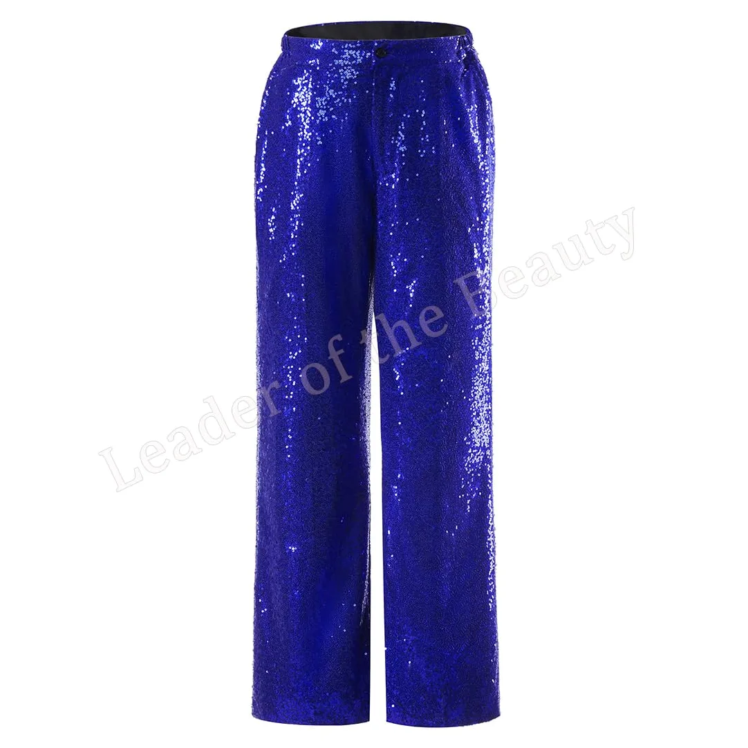 Kobiety Czarne Cekiny Garnitury Zestaw Cekiny Marynarka Błyszczący Brokat Wedding Party Wear Garnitury Spodnie Zestaw