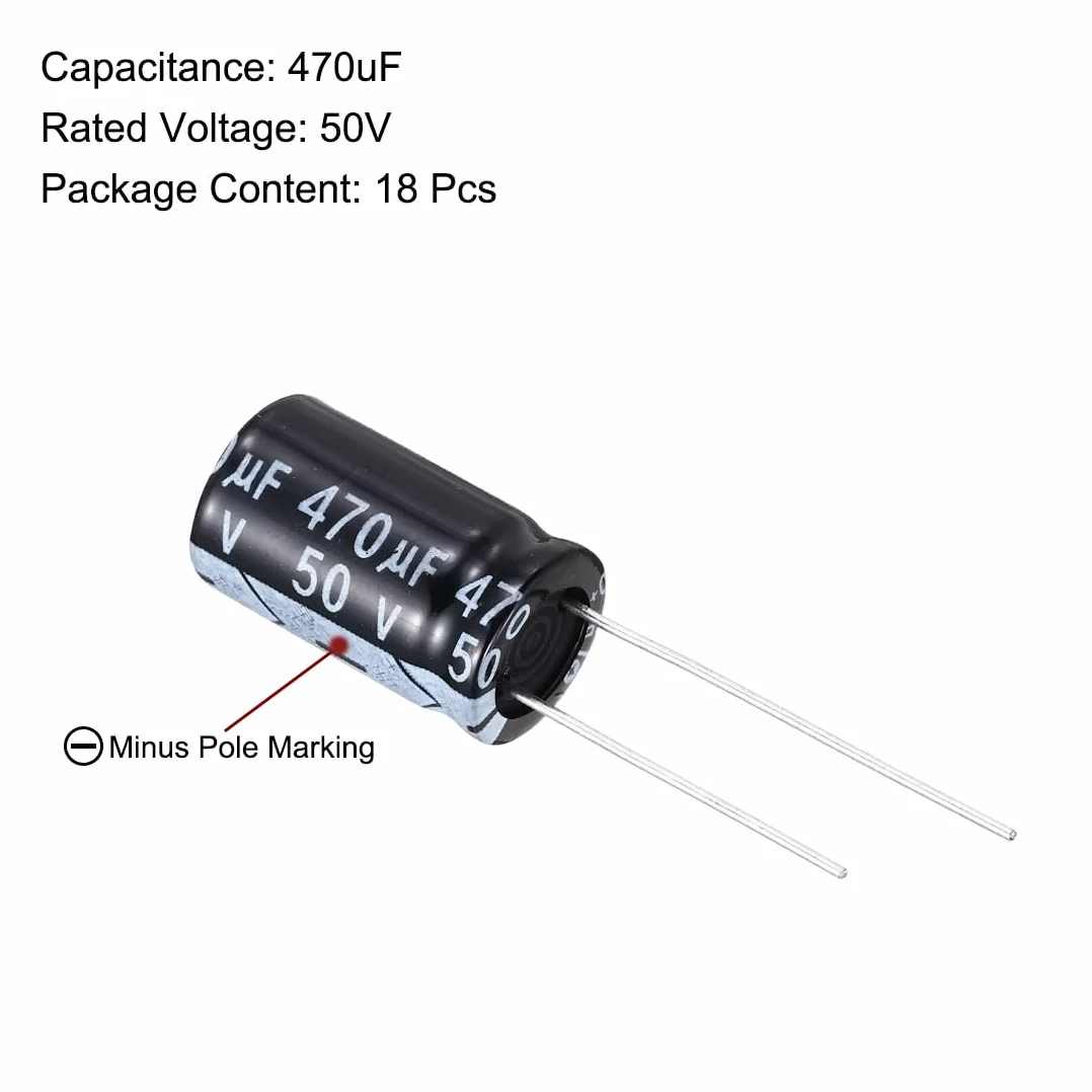 QUARKZMAN 470uF 50 V 10 x 17 mm kondensator elektrolityczny, złącza promieniowe, aluminiowe kondensatory do telewizorów, monitora LCD, VCD, 18 szt