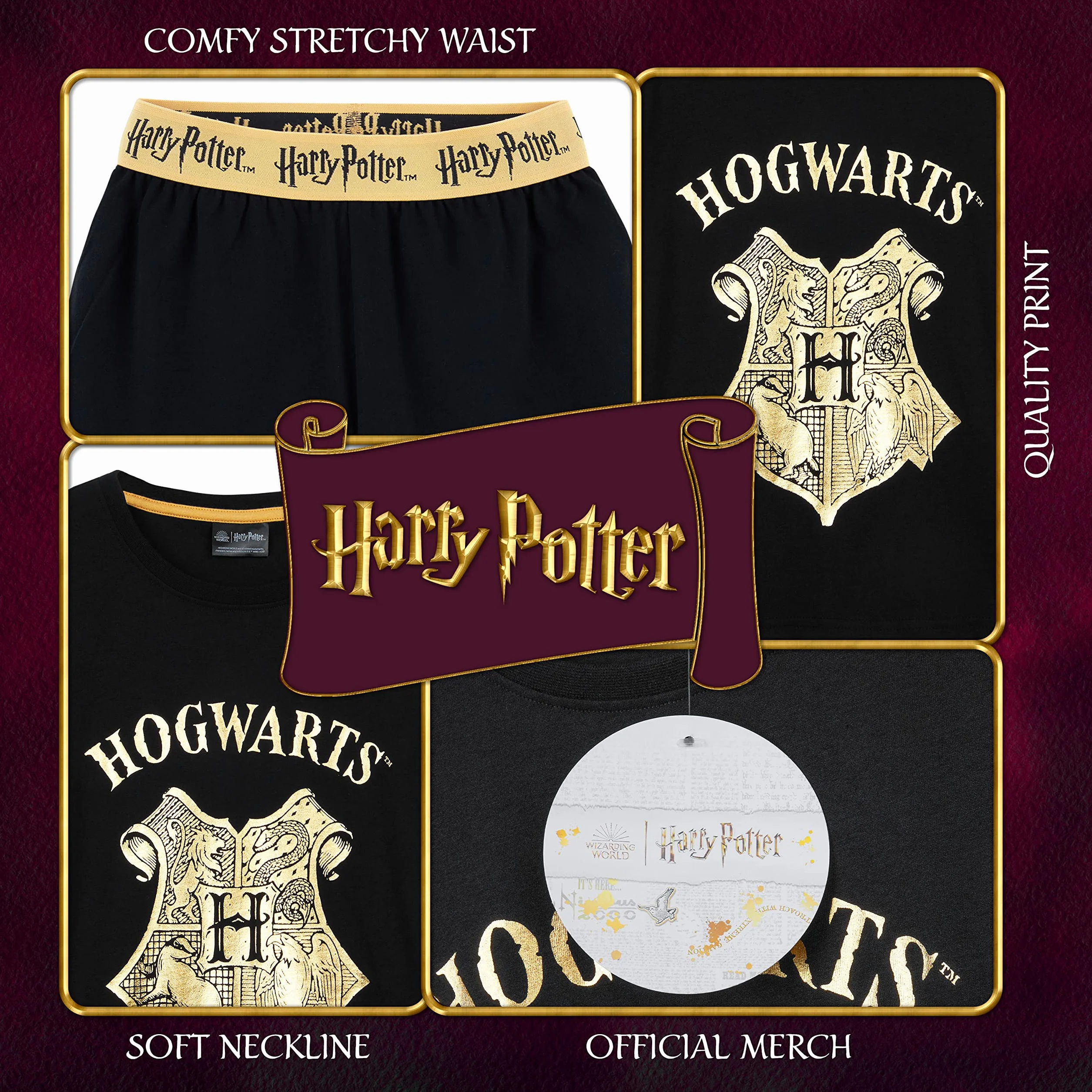 Harry Potter Piżama dla Dziewcząt 2-częściowa Krótka Bielizna Nocna Miękka Oddychająca Wiek 7-14 Lat