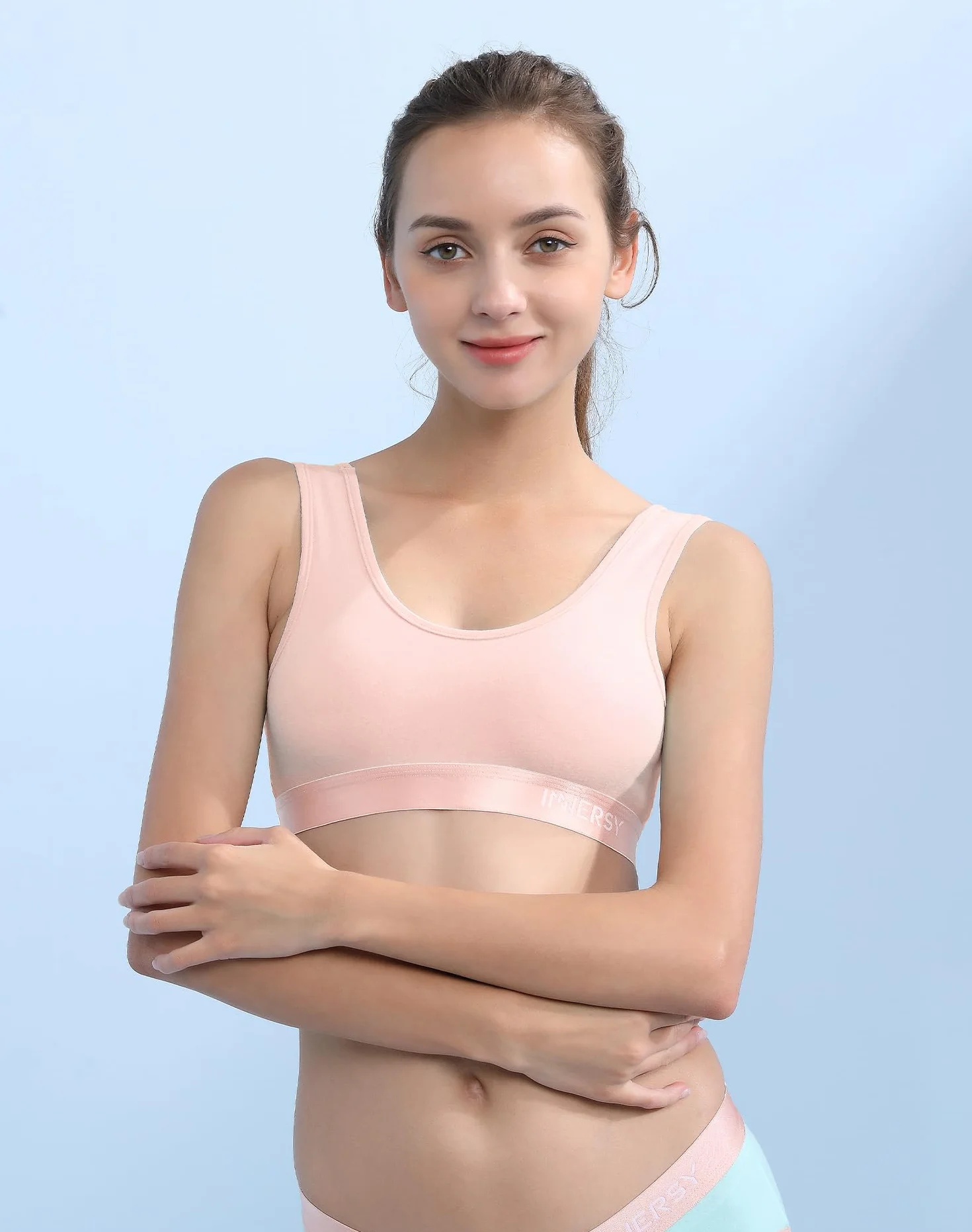 INNERSY Bustier dziewczęcy biustonosz sportowy bez fiszbin, dla dzieci do nastolatków 6-16 lat, 3 sztuki