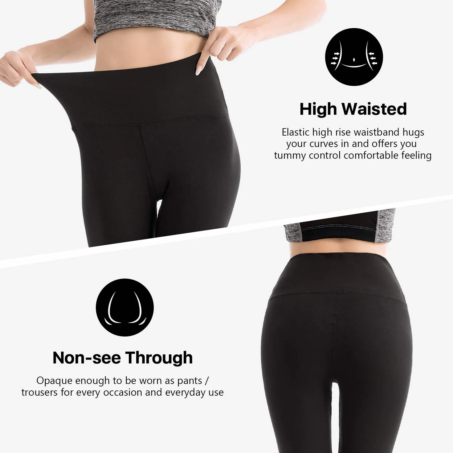 SINOPHANT Legginsy damskie, z wysokim stanem, nieprzezroczyste, elastyczne, przyjemnie miękkie, elastyczne, rozciągliwe sportowe legginsy do jogi