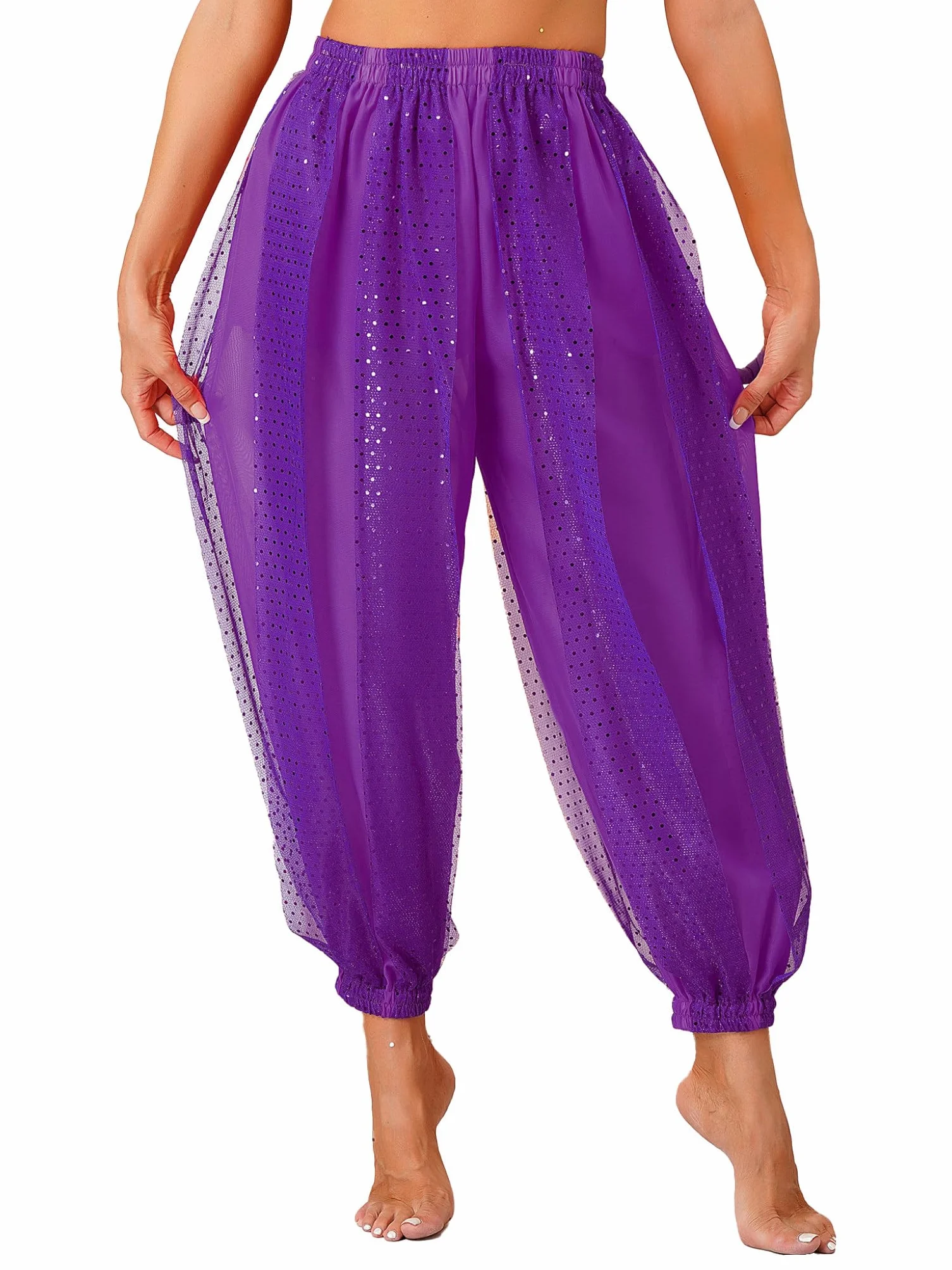 Runhomal Indyjskie spodnie do tańca brzucha damskie spodnie do tańca orientalnego do jogi pilates jazz harem