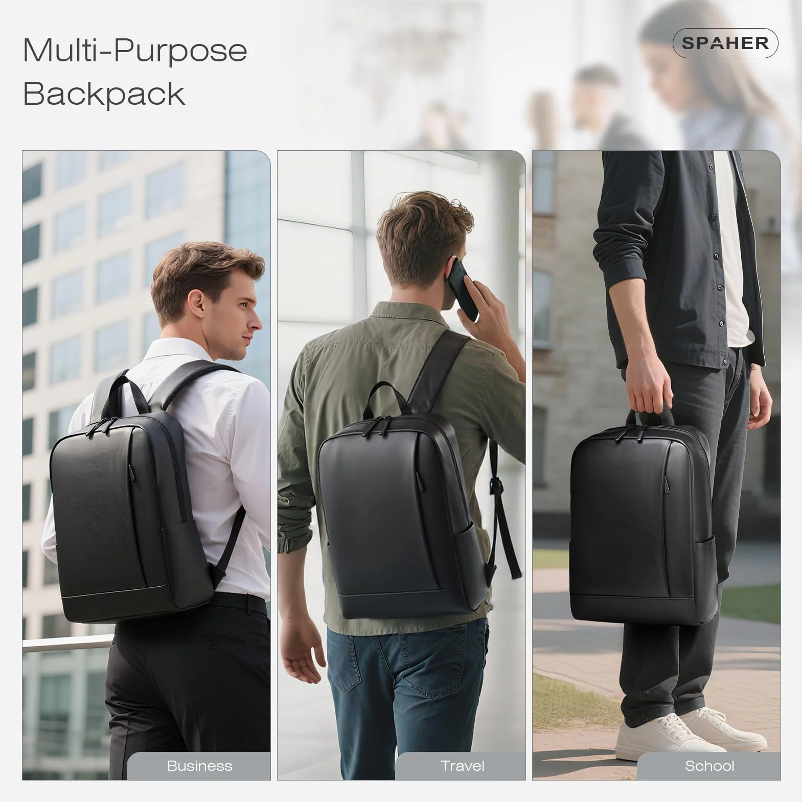 SPAHER 20L Skóry Plecak Podróżny 40x30x15cm British Airways Bagaż Podręczny do Samolotu Plecak na Laptopa 15,6 Calowy Wodoodporny Roboczy Szkolny Biznesowy Plecak Mężczyzna Kobieta