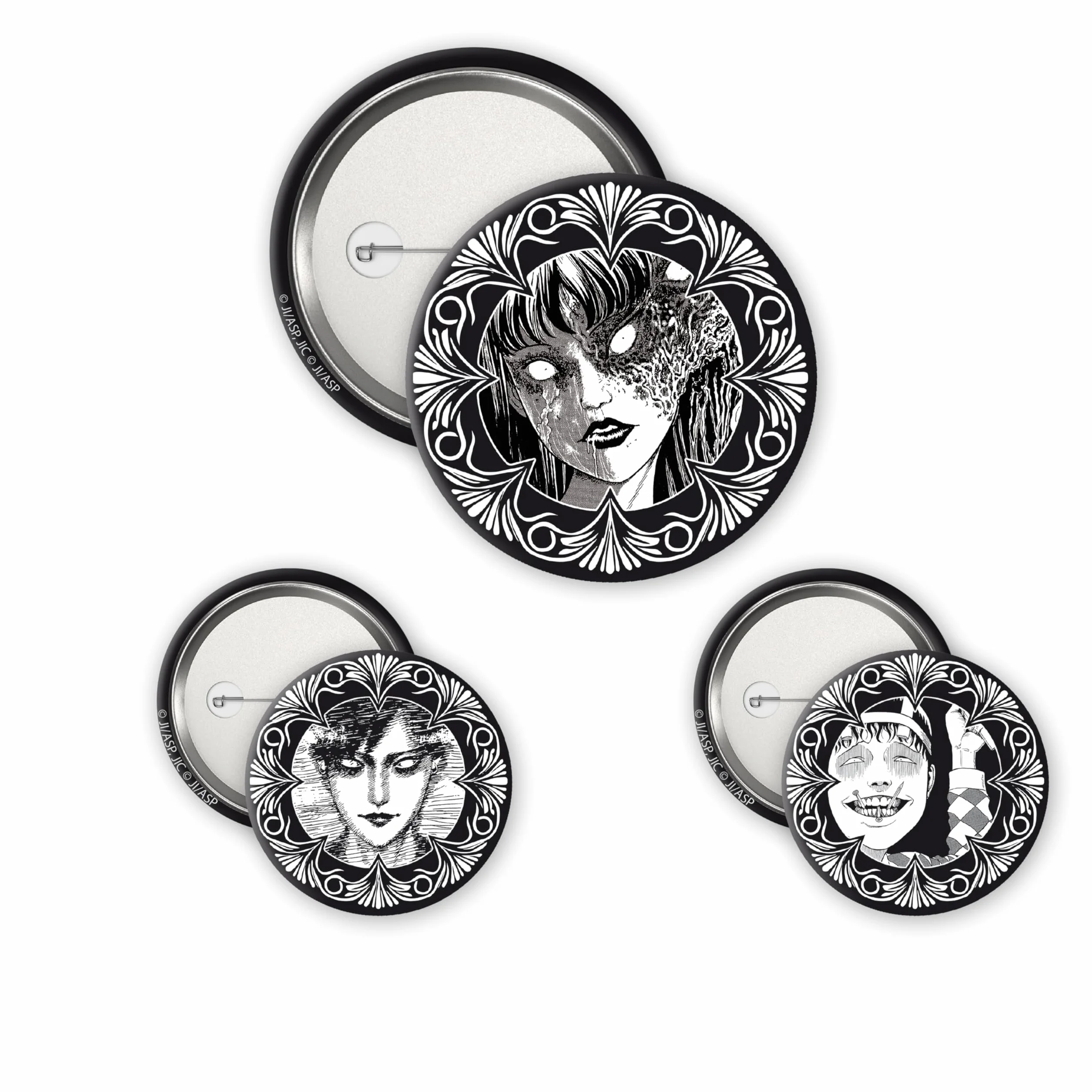 ABYstyle Zestaw 3 odznaki JUNJI ITO Collection - Oficjalny produkt - średnice 5 cm i 3,2 cm - Akcesoria Manga Horror