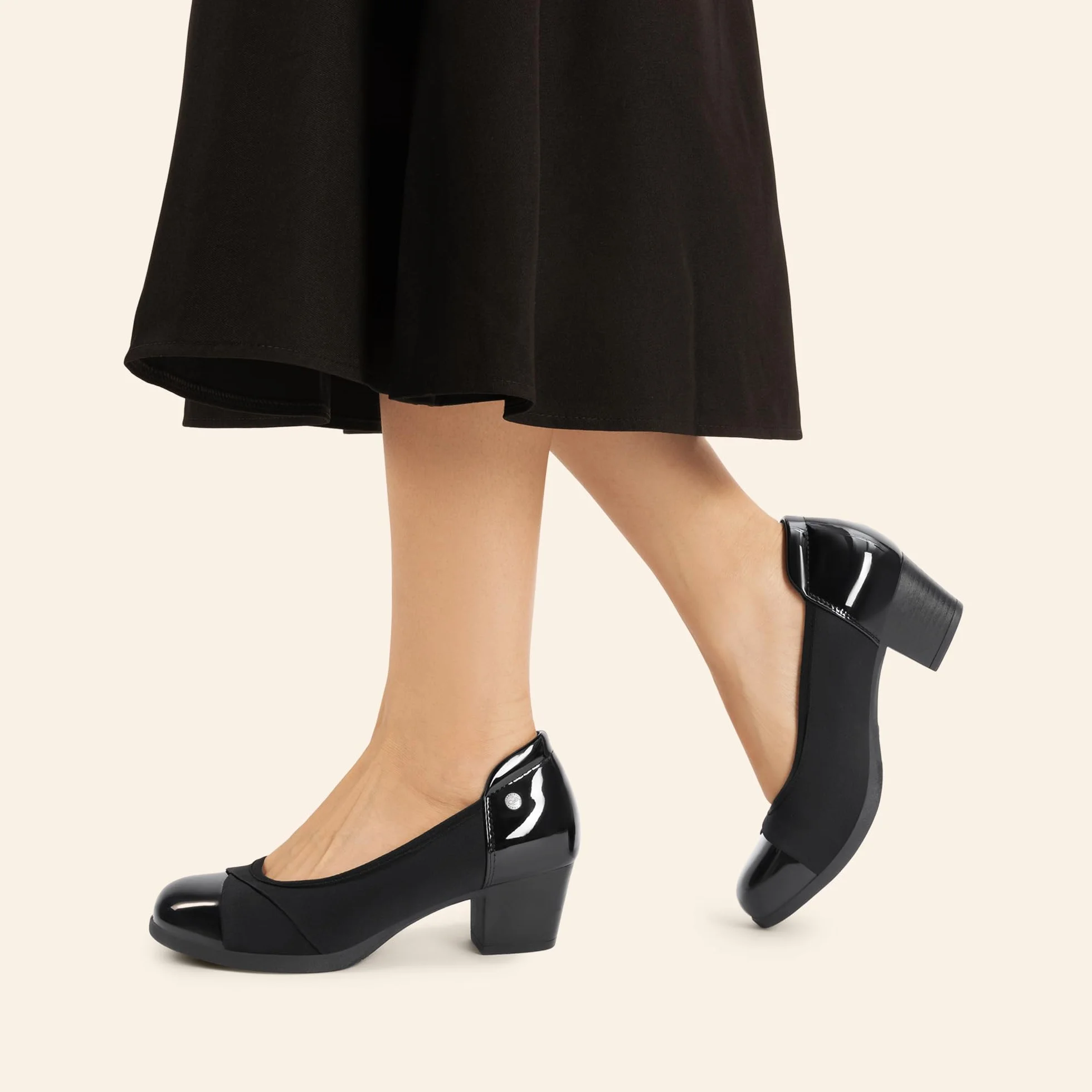 DREAM PAIRS Damskie czółenka niskie grube bloki zamknięte palce buty robocze wygodne obcasy okrągły nosek sukienka