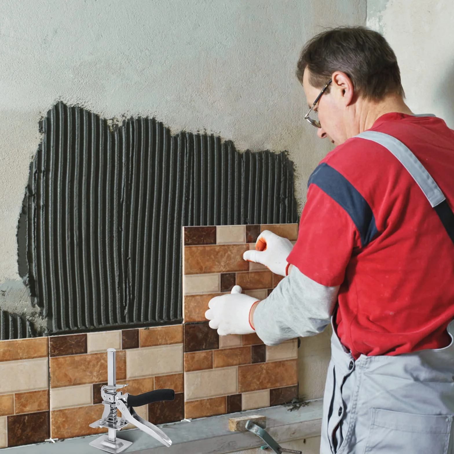 Regulator wysokości narzędzie regulowane ramię oszczędzające pracę gniazdo szafki ze stali węglowej ceramiczny podnośnik do drzwi podnośnik płytek do drzwi podłogi ściany