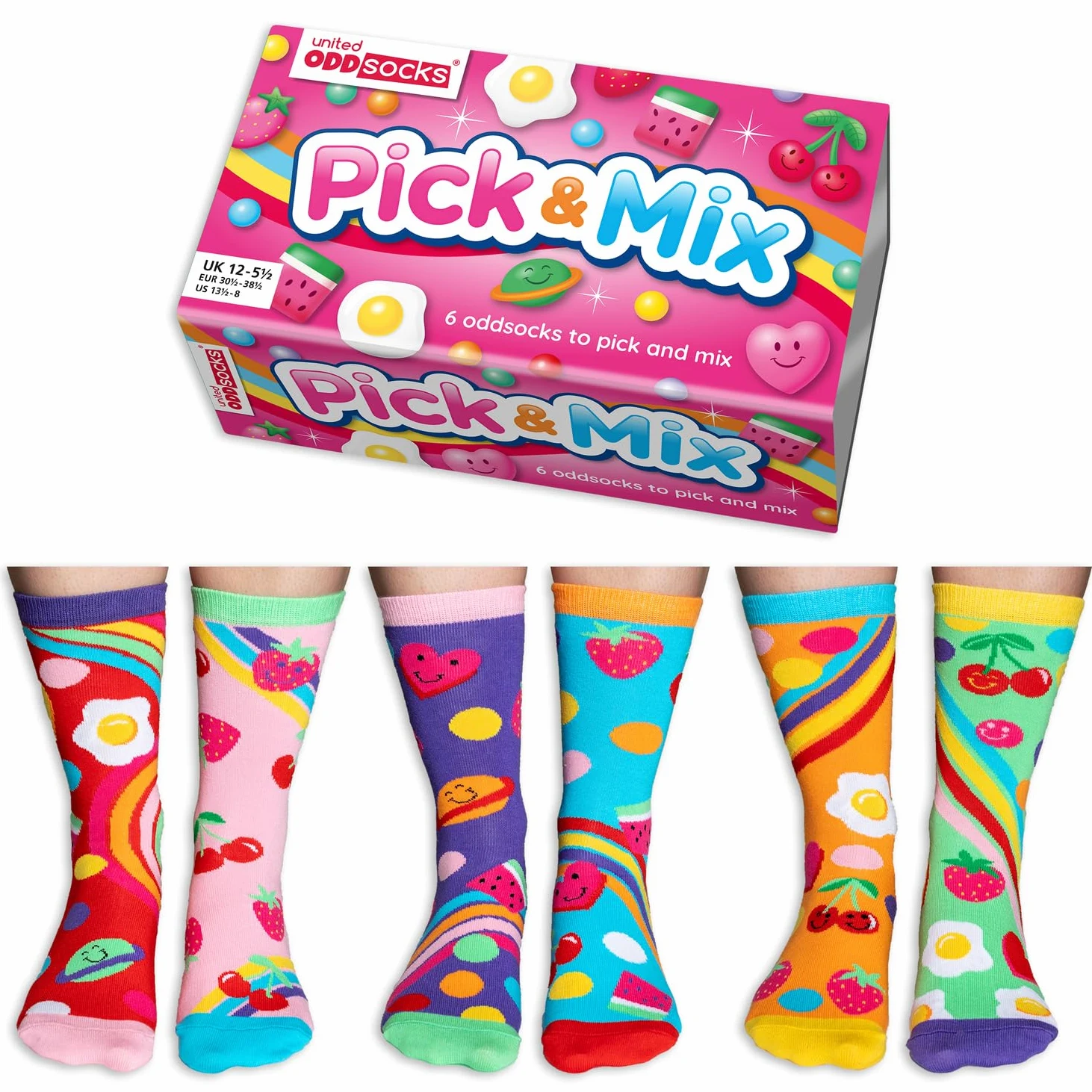 United Oddsocks Box 6 For Girls UK 12-5,5 EUR 30,5-38,5