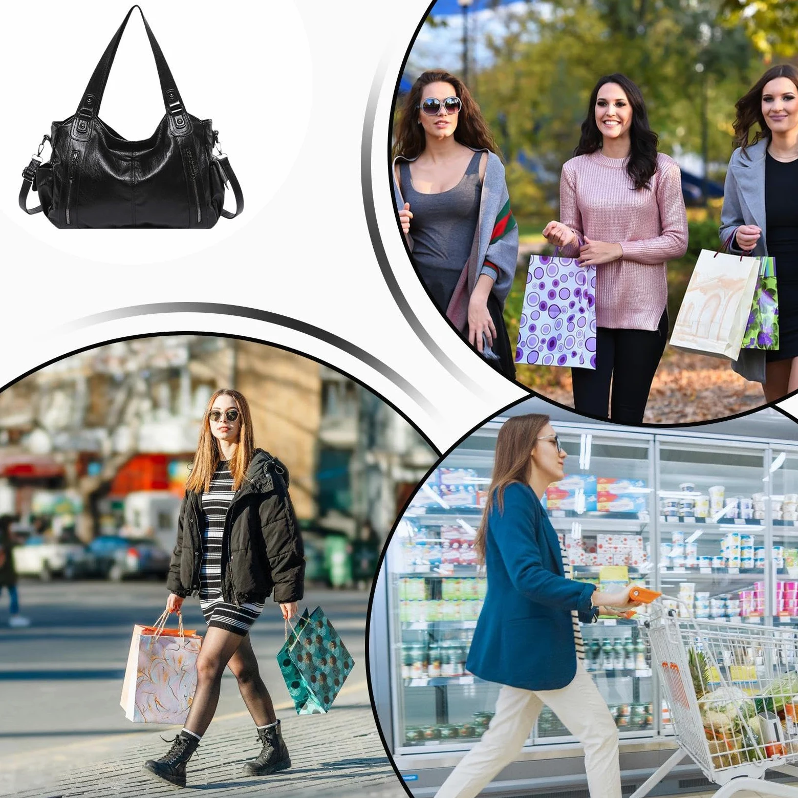 Torba materiałowa o dużej pojemności dla kobiet,Torba materiałowa o dużej pojemności | Torba na laptopa ze skóry PU,Casualowa torba materiałowa dla kobiet, modna torba na ramię, miękkie torby szkolne