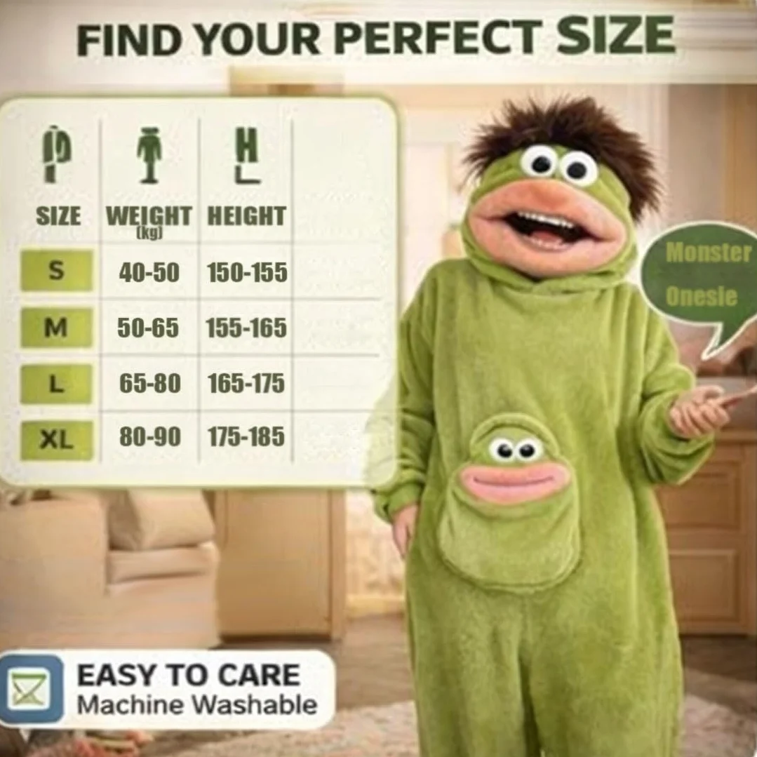 Monster Onesie, Big Mouth Monster Onesie, zabawna piżama Monster głupia, nadająca się do noszenia Onesie, unisex pluszowa odzież domowa na imprezę zdjęciową