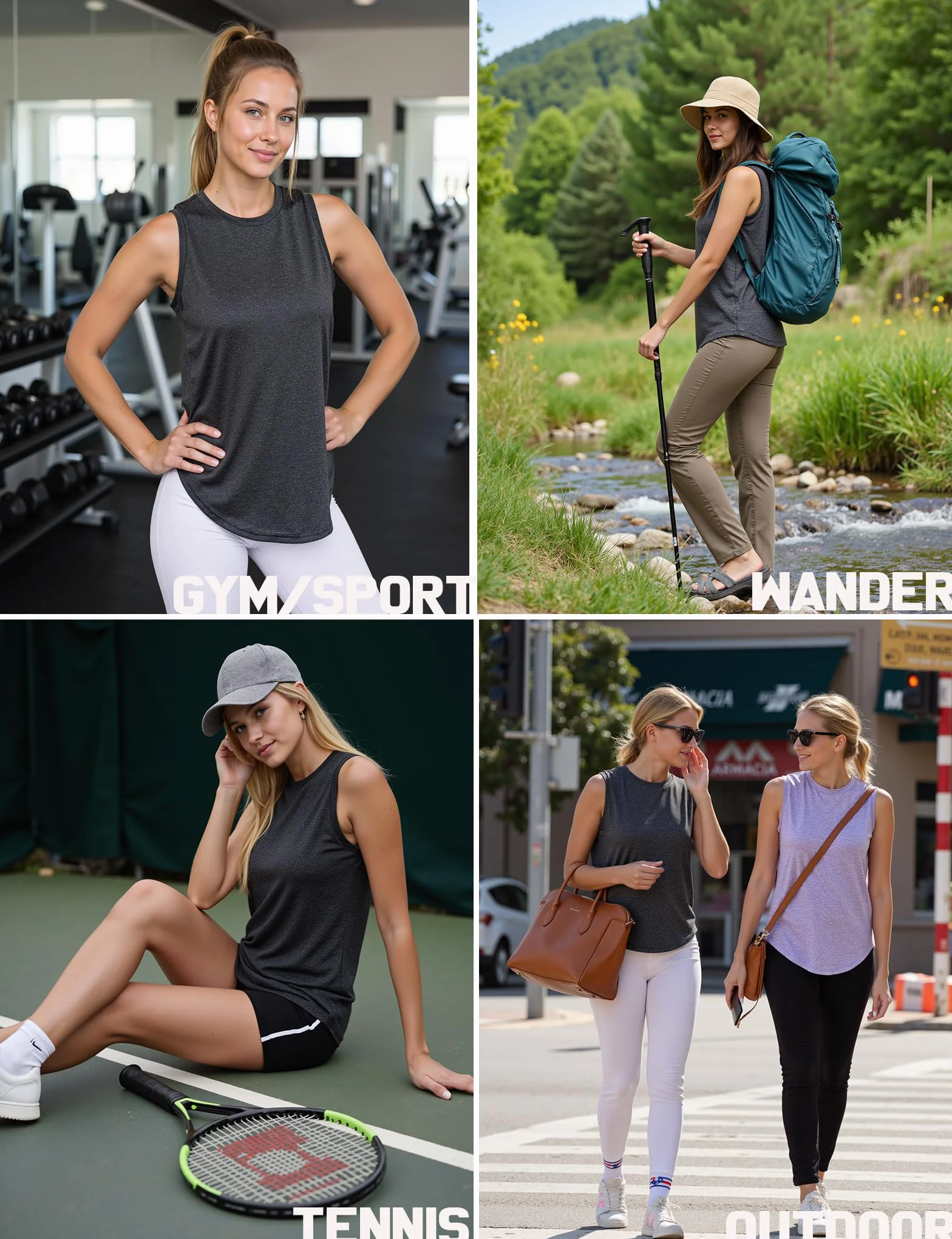Gyabnw Damski tank top sportowy na siłownię bez rękawów koszula na siłownię damska okrągły dekolt z tyłu oddychająca siatka fitness joga bieganie taniec