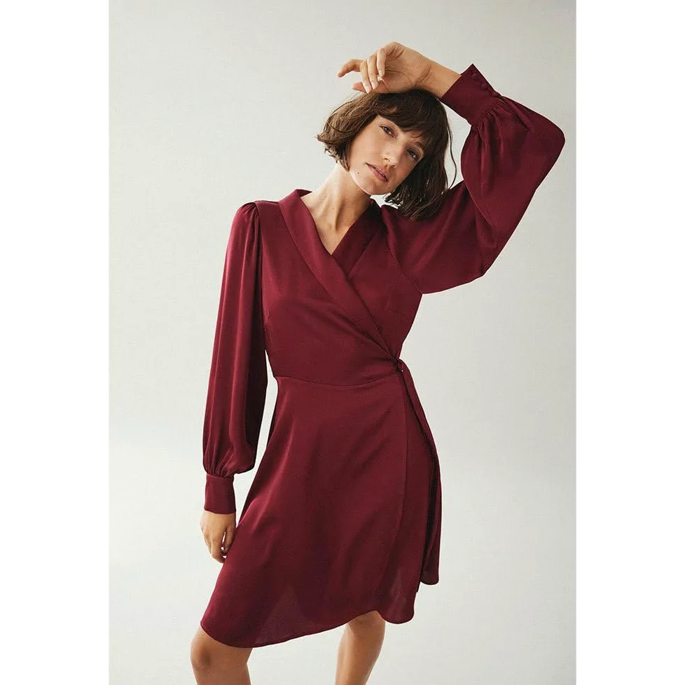 Vila Sukienka Kobiety Vienna Ravenna L/S Short Wrap Dress-noos