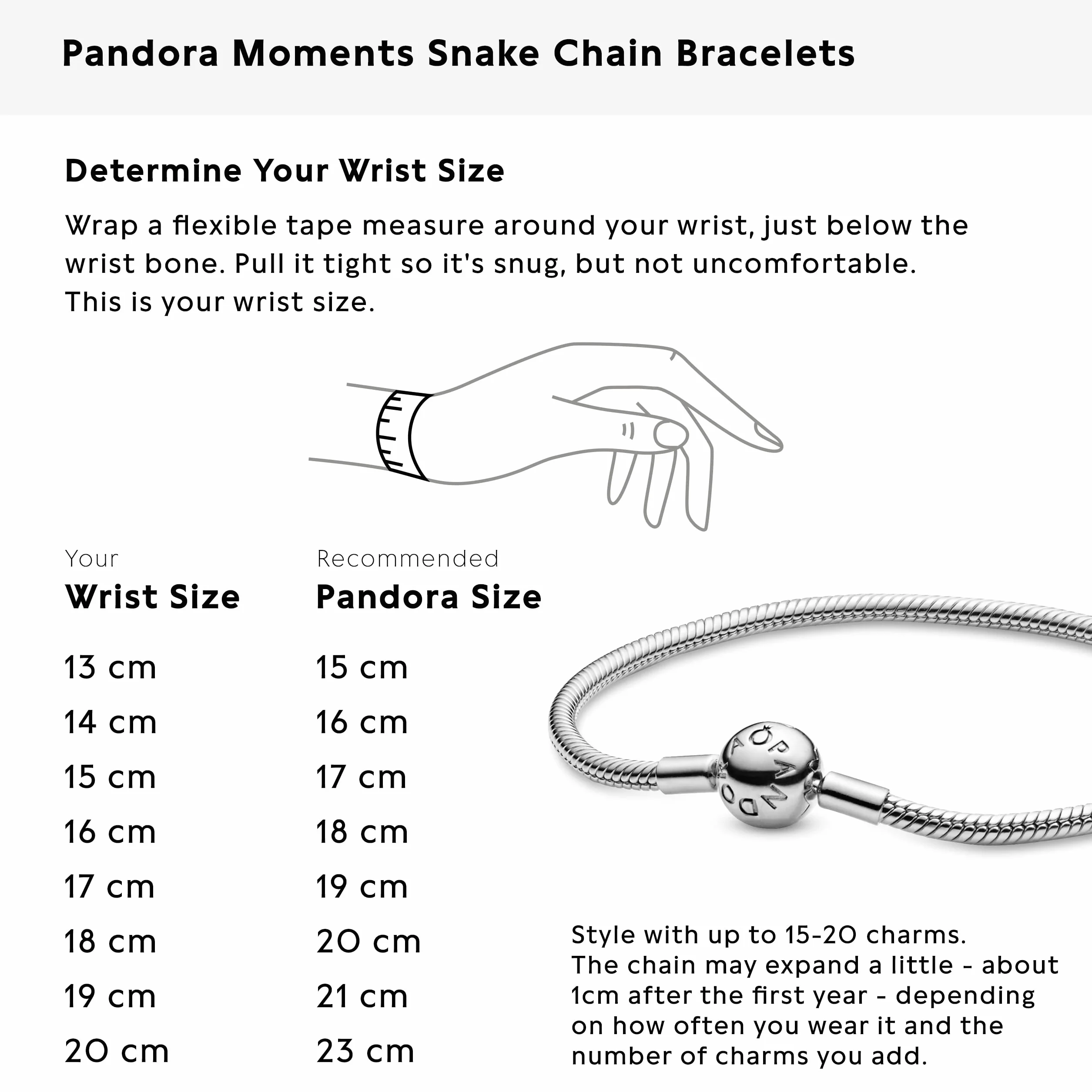 PANDORA Biżuteria – Smooth Moments bransoletka z zawieszką z łańcuszkiem wężowym – prezent dla niej – srebro wysokiej próby, Metal