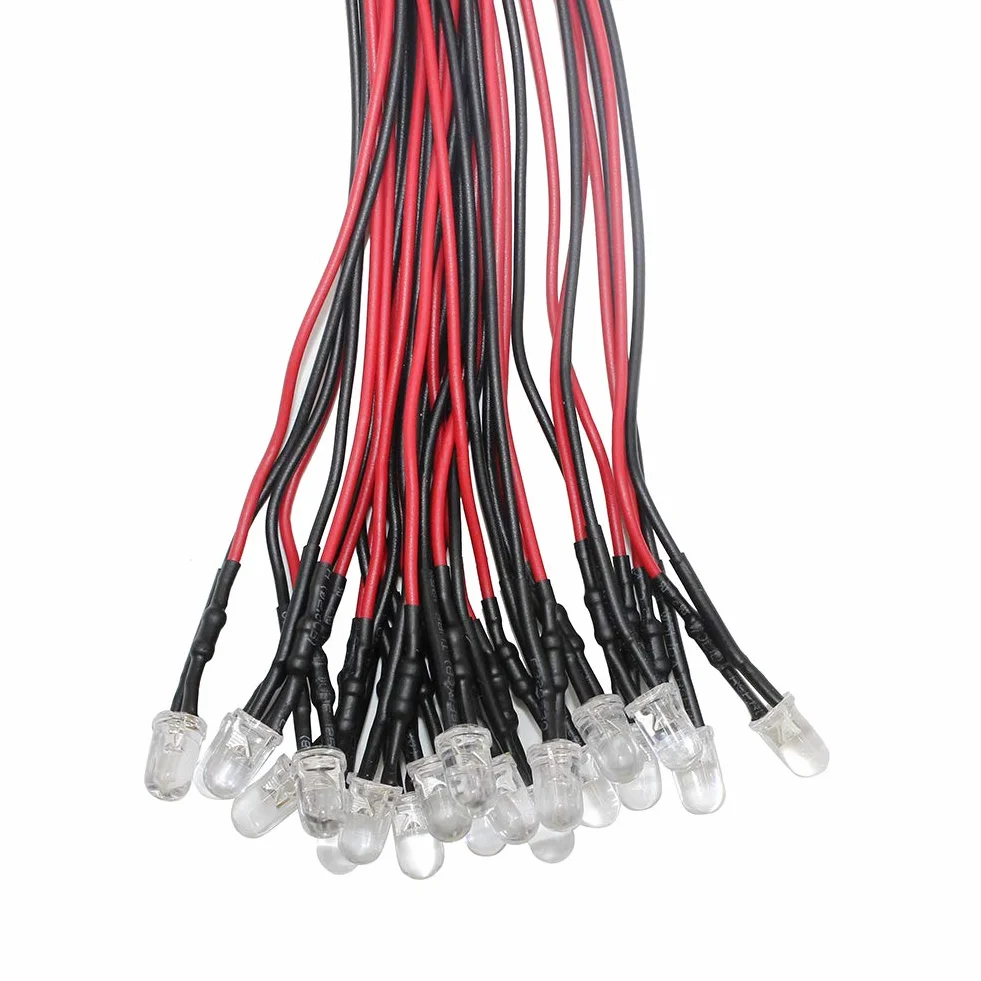 20 szt. 5 mm ultra jasne 12 V wstępnie przewodowe diody LED + 20 szt. 5 mm plastikowy uchwyt LED oświetlenie uchwyty montażowe (ciepła biel)
