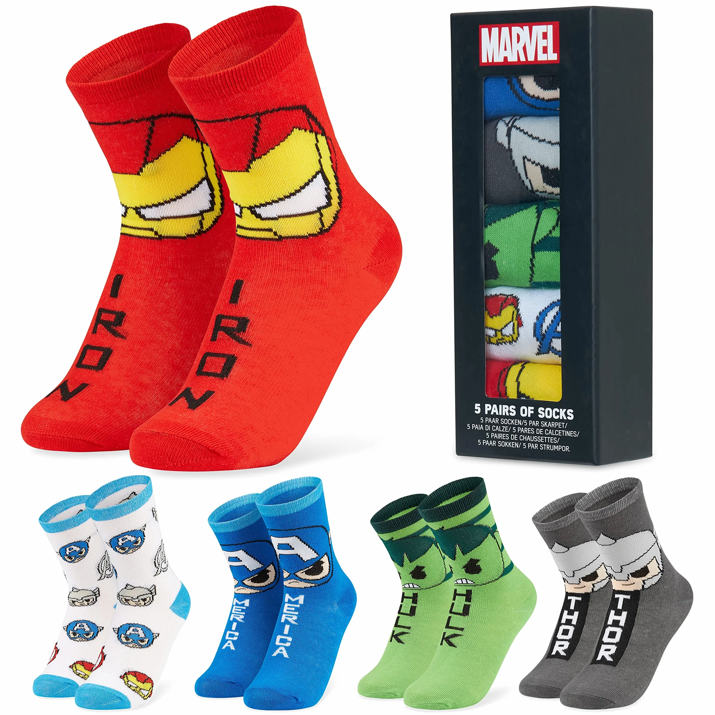 Marvel Skarpetki Boys, wielopak skarpet z superbohaterami Avengers