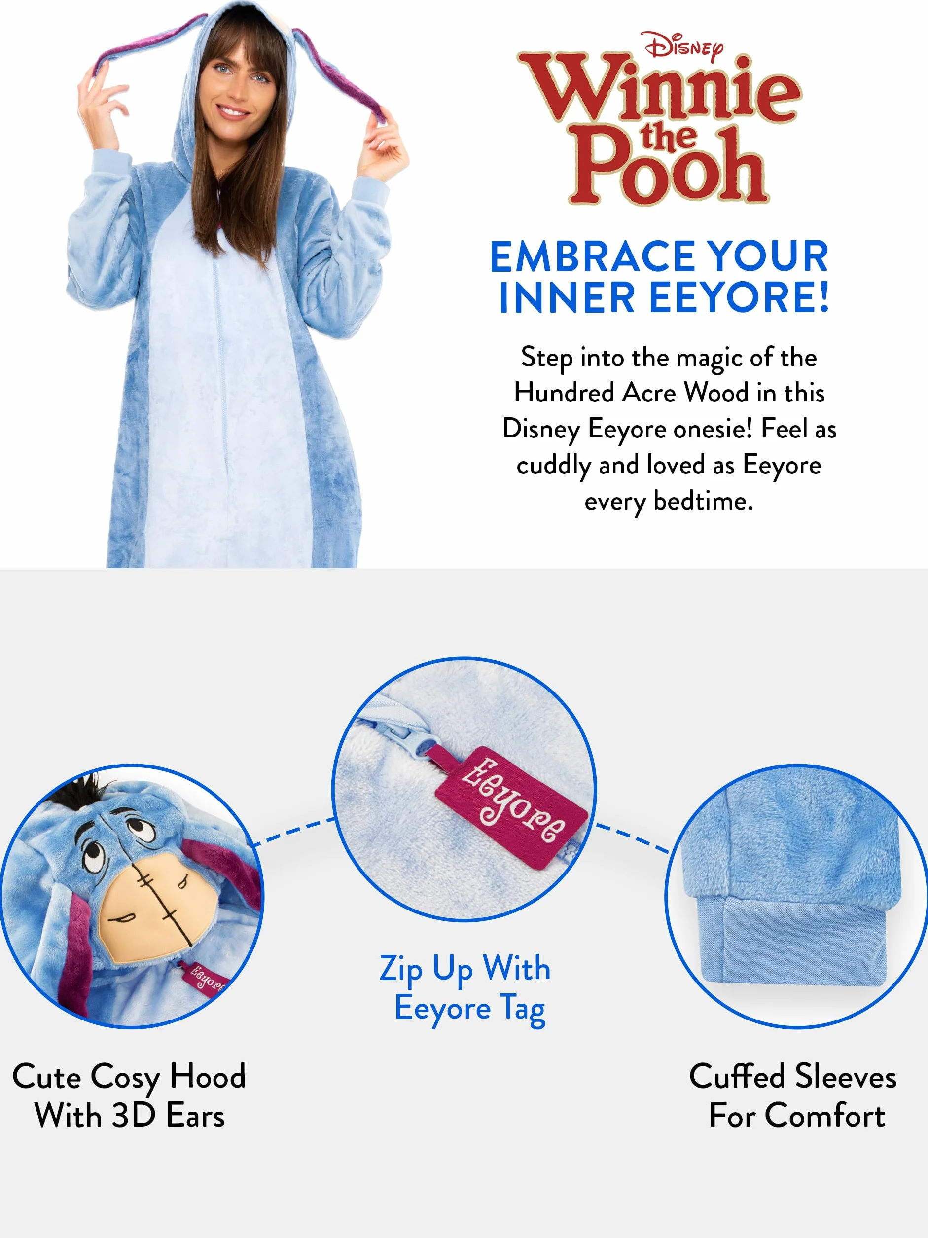Onesie Disney Z Eeyore Dla Kobiet | Kostium Dla Dorosłych Z Eeyore | Damskie Pidżamy Polarowe | Oficjalna Merchandise Z Kubusia Puchatka