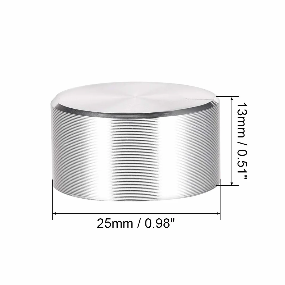 sourcing map 5 szt. potencjometr gałka z radełkowanym wałem aluminium gładka powierzchnia pokrętło regulacji objętości pokrętło 25 mm x 13 mm srebrne