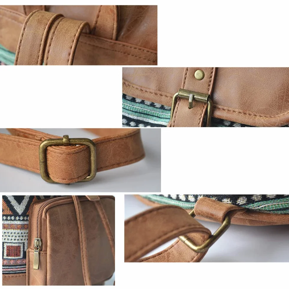Noszone torebki Plecak etniczny Bohemian Canvas Plecak na zakupy Randki Impreza Wakacje Podróże na świeżym powietrzu Wielokolorowy