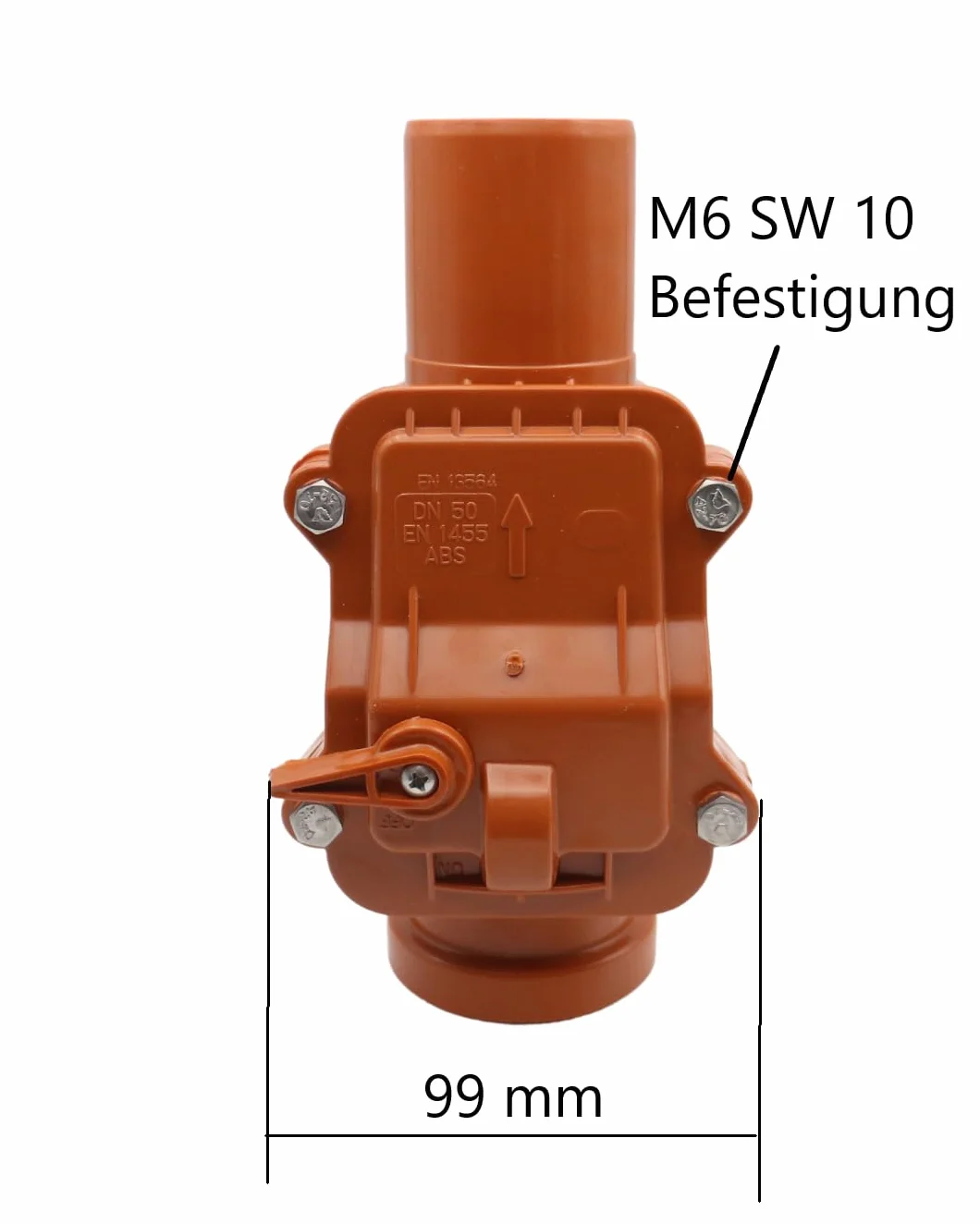 Zawór zwrotny z blokadą Ø DN 50 do Ø DN 200 w kolorze pomarańczowym i szarym do wyboru (DN 50 pomarańczowy)