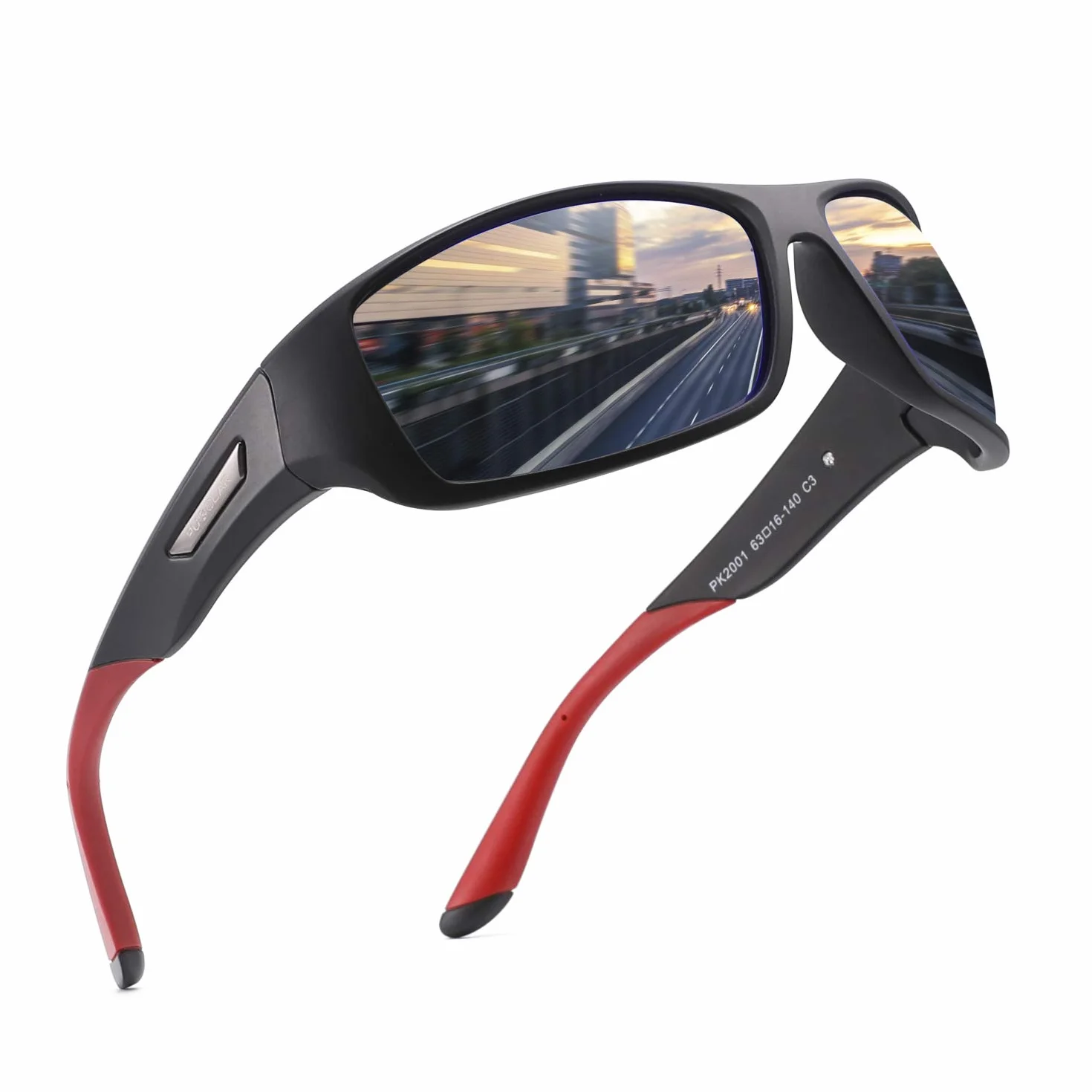 PUKCLAR Okulary przeciwsłoneczne męskie z polaryzacją okulary sportowe okulary rowerowe okulary kierowcy UV400 ochrona Cat 3 TR90