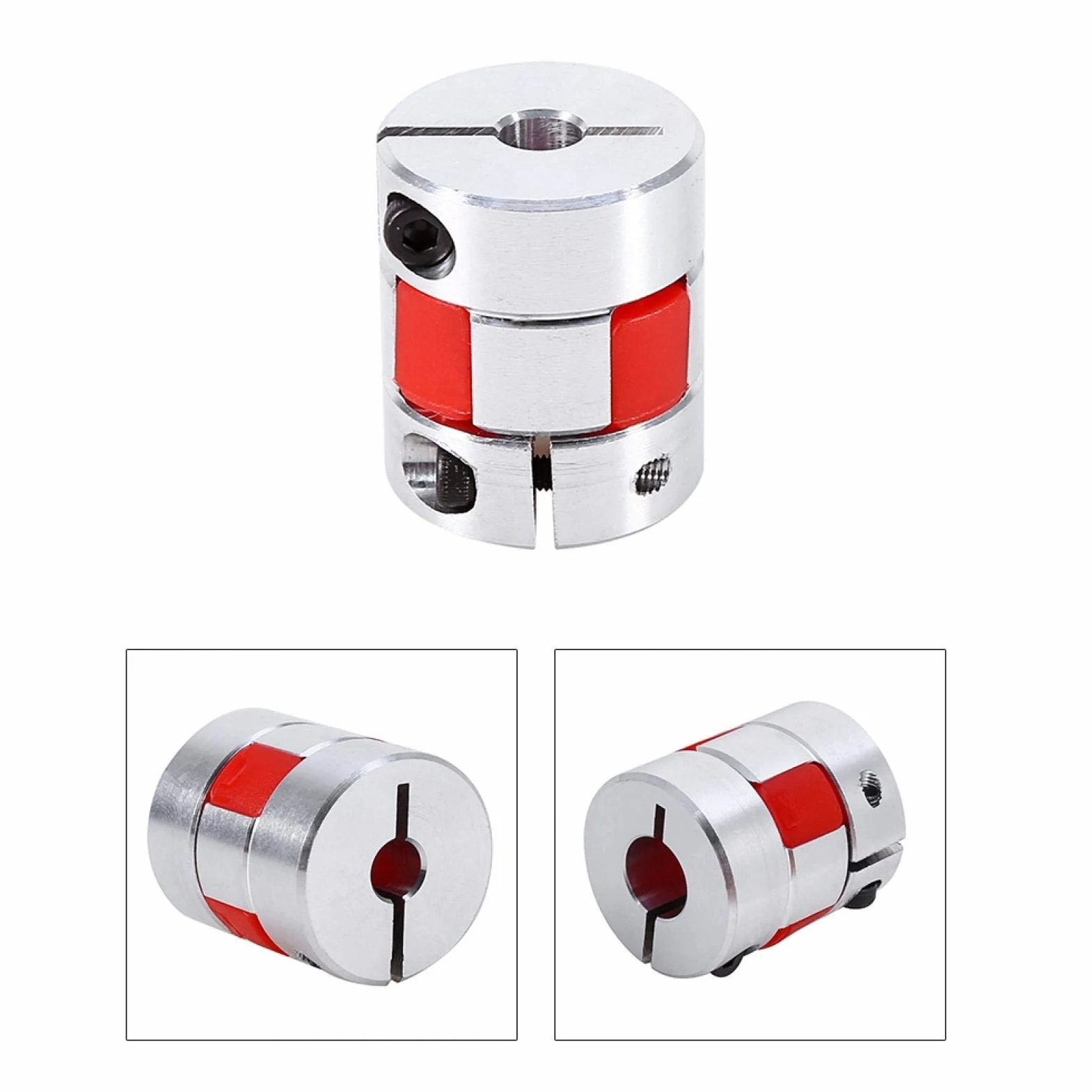 Wał sprzęgła, elastyczny zacisk w kształcie śliwki elastyczny sprzęgło 6,35 × 10 mm, aluminiowe złącze wału łączącego do silnika krokowego