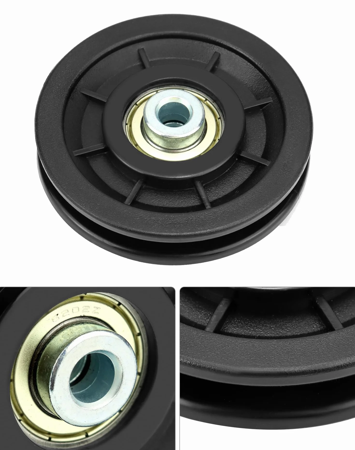 QWORK® 4szt. Koło pasowe z nylonu 90 mm Uniwersalne koło pasowe z łożyskiem Koło pasowe z liną stalową do bramy garażowej maszyny kablowej