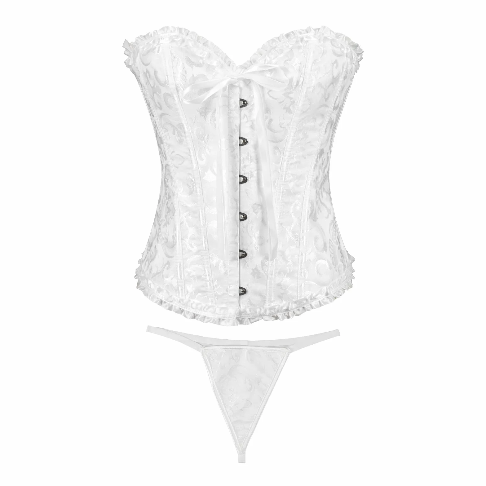 SHEKINI Gorset damski koronkowy w talii Cincher pod biustem żakardowy Crop Top Body Shaper wyszczuplający brzuch gotycki vintage