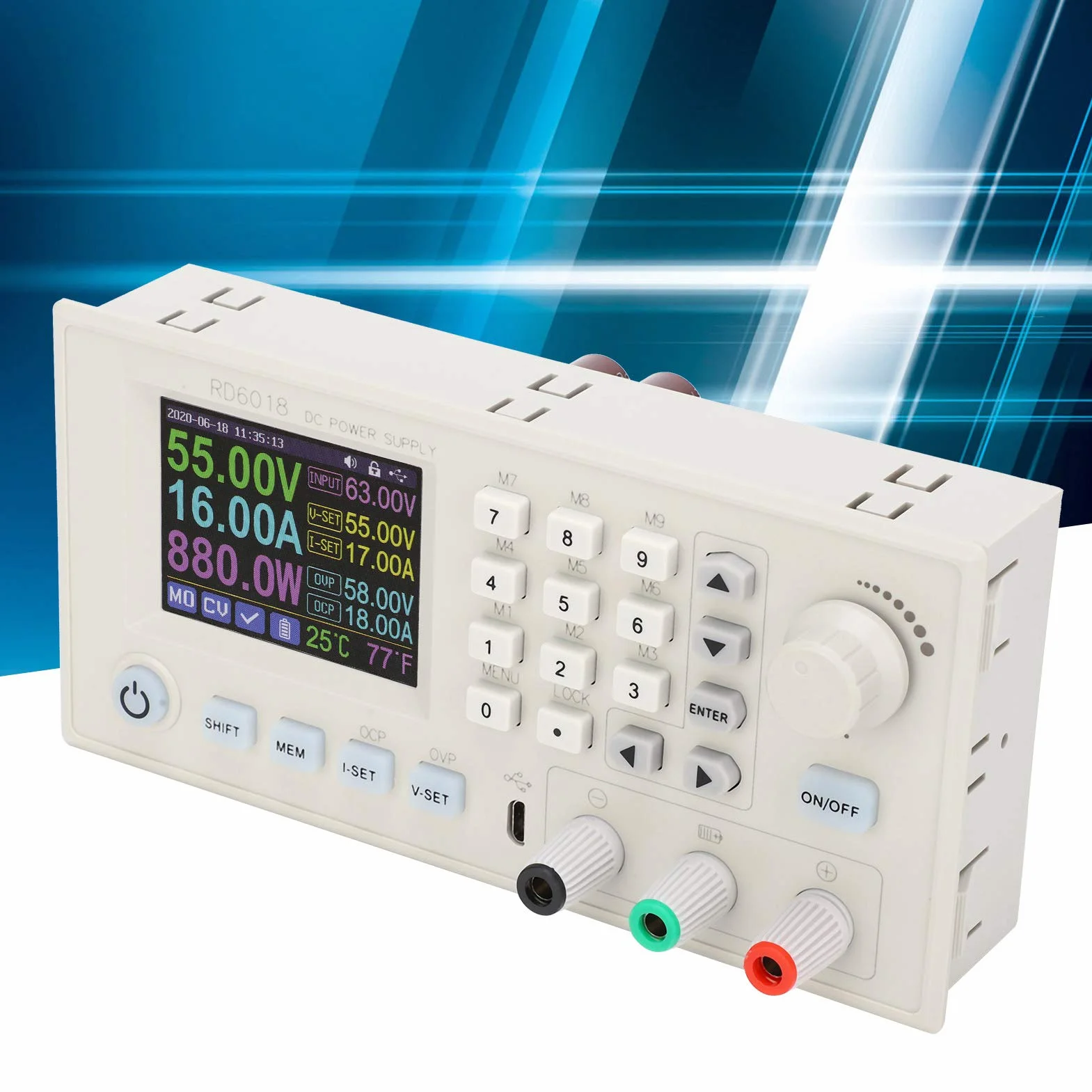 Eujgoov Regulowany Zasilacz Stabilizowany Regulator Napięcia 6-70 V do 0-60 V Moduł Podwyższania i Obniżania Napięcia z Wyświetlaczem LCD RD6018