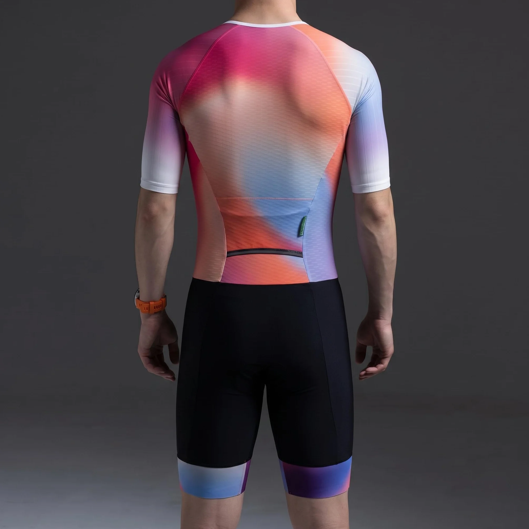 MY KILOMETRE Męski Kombinezon Triathlonowy z Krótkim Rękawem – Jednoczęściowy Trisuit Oddychający i Szybkoschnący z Tylną Kieszenią