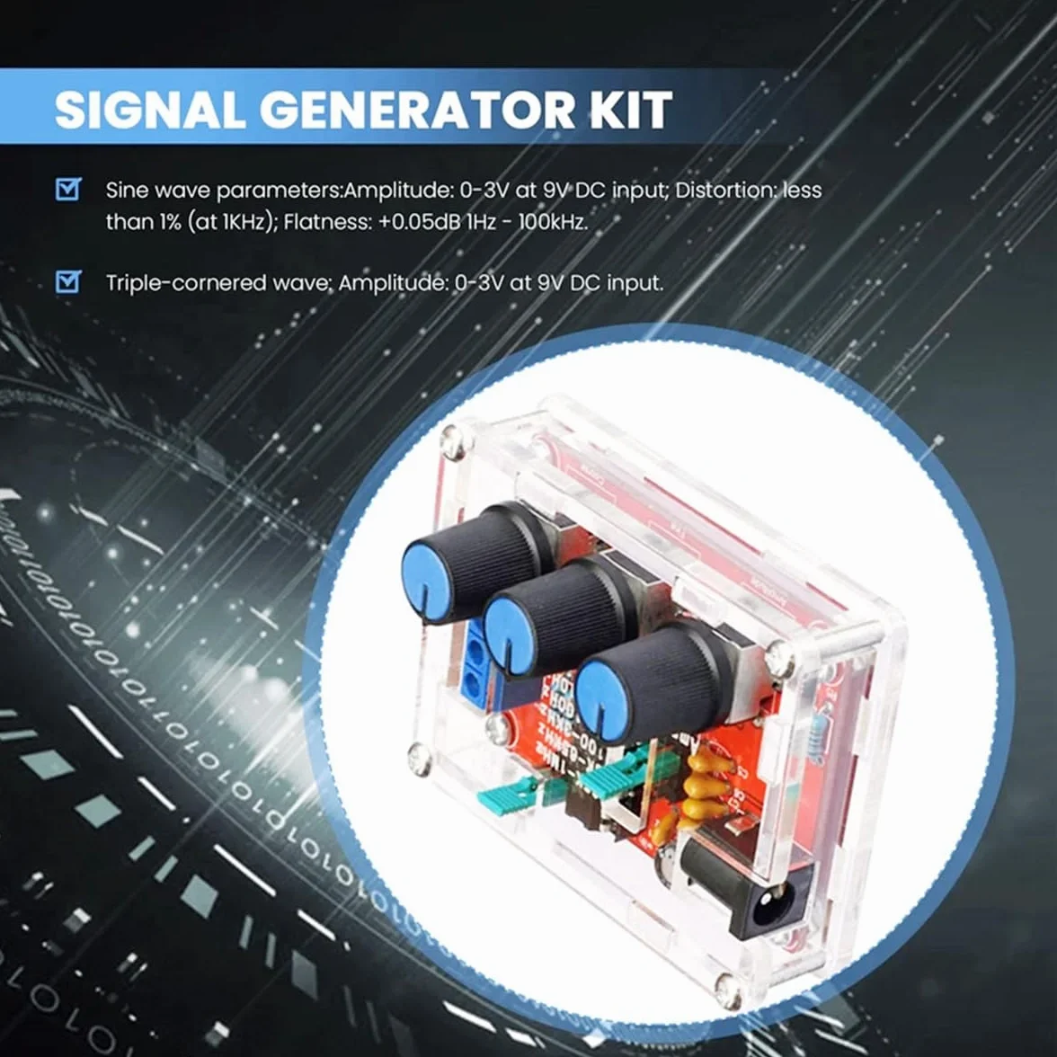 XR2206 moduł generatora sygnału, funkcja wysokiej precyzji, generator sygnału, częstotliwość 9-12 V DC, wejście sinusoidalne/trójkątne/kwadratowe, wyjście 1 Hz–1 MHz, regulowany, z kablem