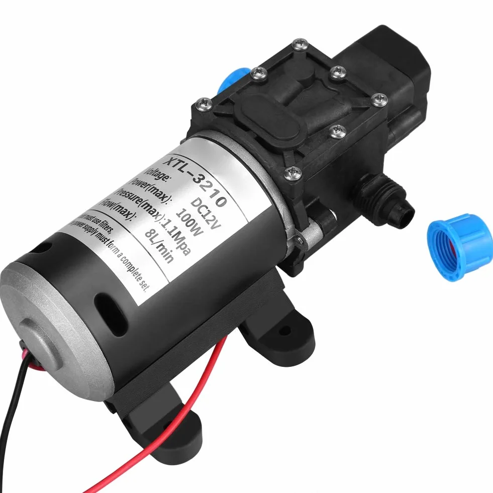 Wysokociśnieniowa Pompa Wodna 12V DC 100W, 8L/Min 160Psi, Samozasysająca Membranowa, do Mycia Kamperów, Samochodów, Łodzi, Nawadniania Ogrodu