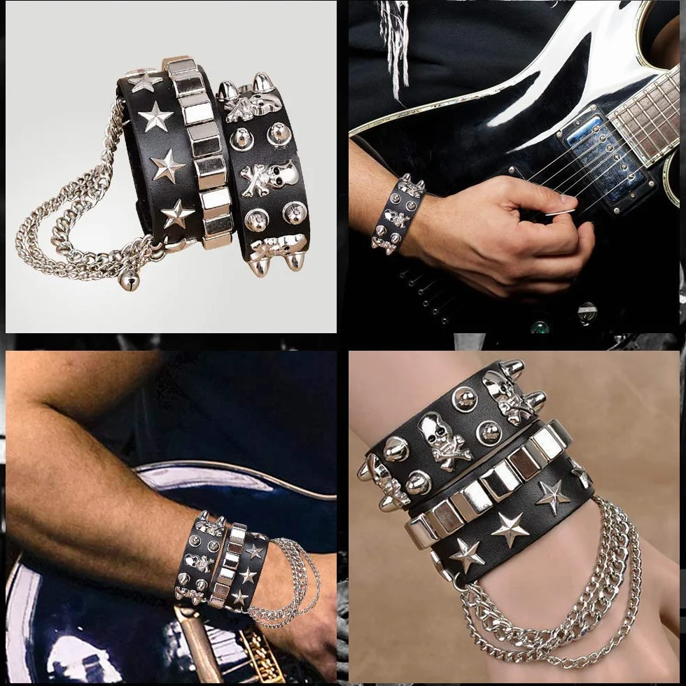 Rock Kostiumy 70 80 90 Heavy Metal Rock Kostiuma z Peruką, Rękawiczki, Okulary Przeciwsłoneczne, Szaliki, Bransoletka, Rękawy